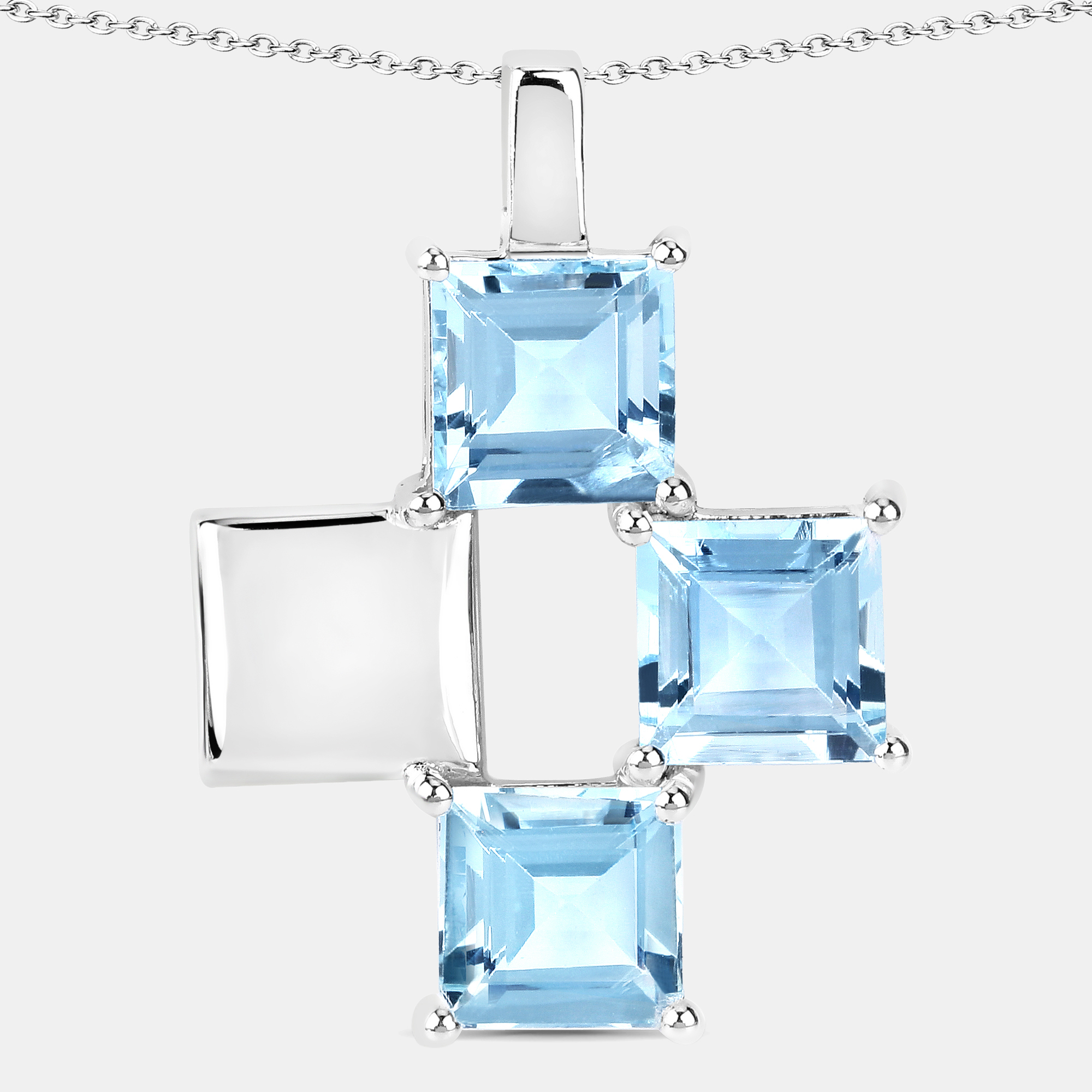 Pre-owned Keesh Jewels 2.75 Cts Aquamarine 14k White Gold Quad Pendant