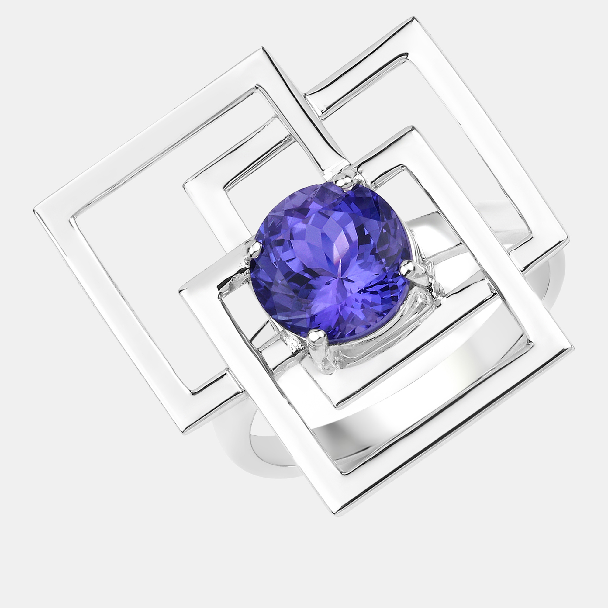 

2.46 cts Tanzanite 14K White Gold Geometric Ring US Size 7