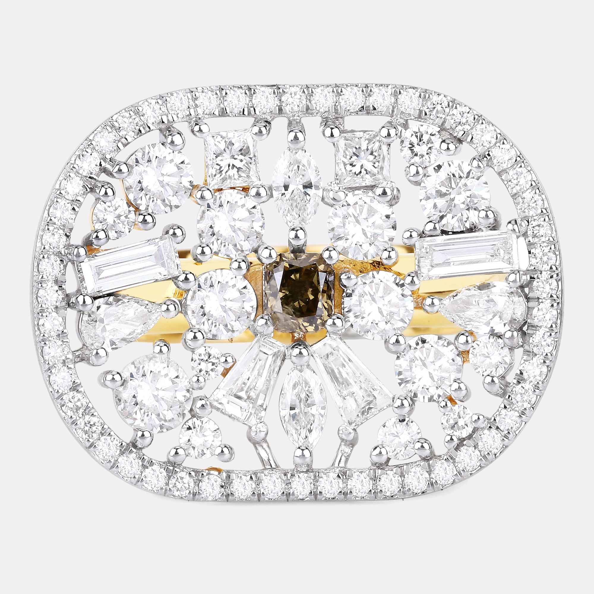 Pre-owned Keesh Jewels 2.66 Cts Diamond 18k Yellow Gold Bridal Ring Us Size 7.50