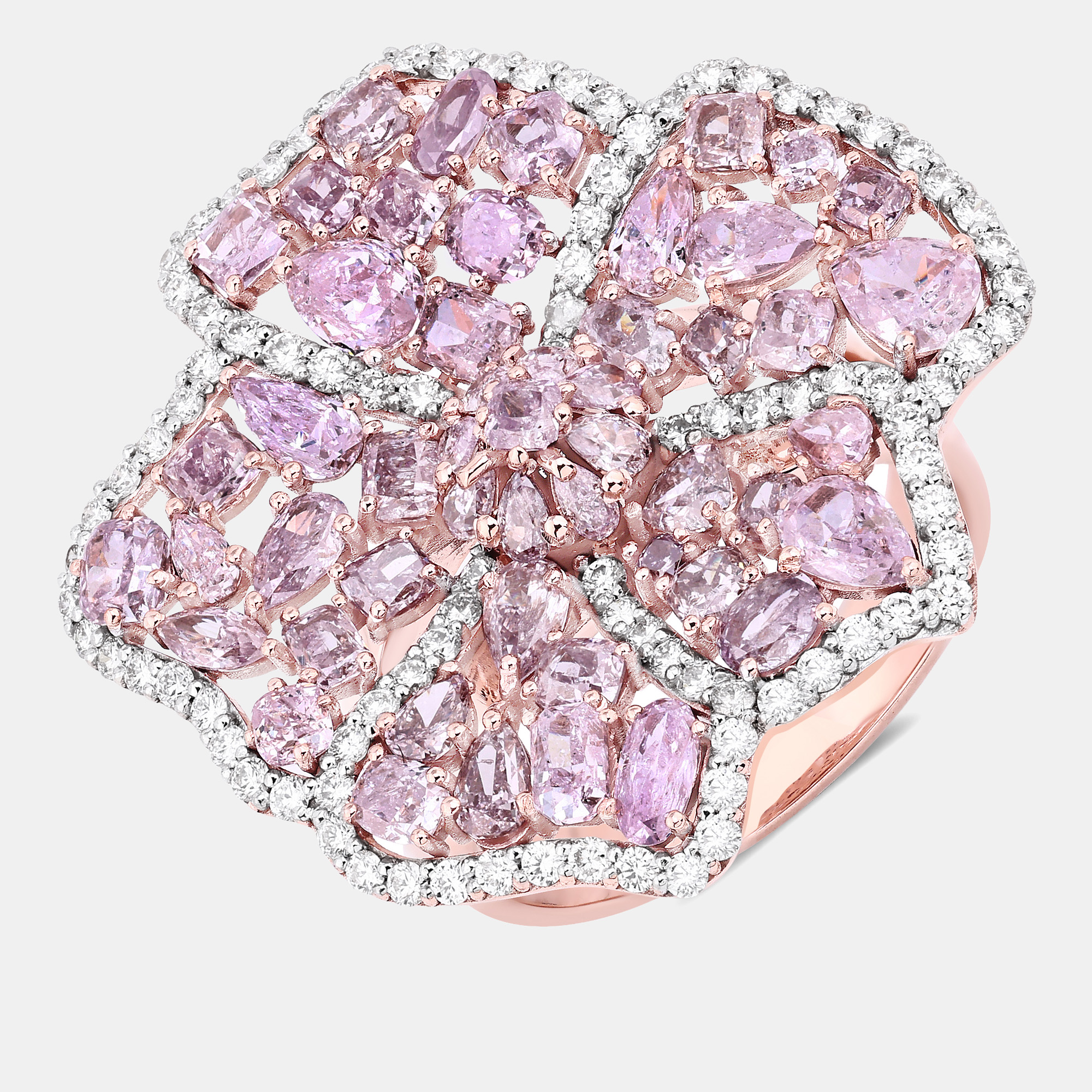 

4.88 cts Pink Diamond and White Diamond 18K Rose Gold Bridal Ring US Size 7