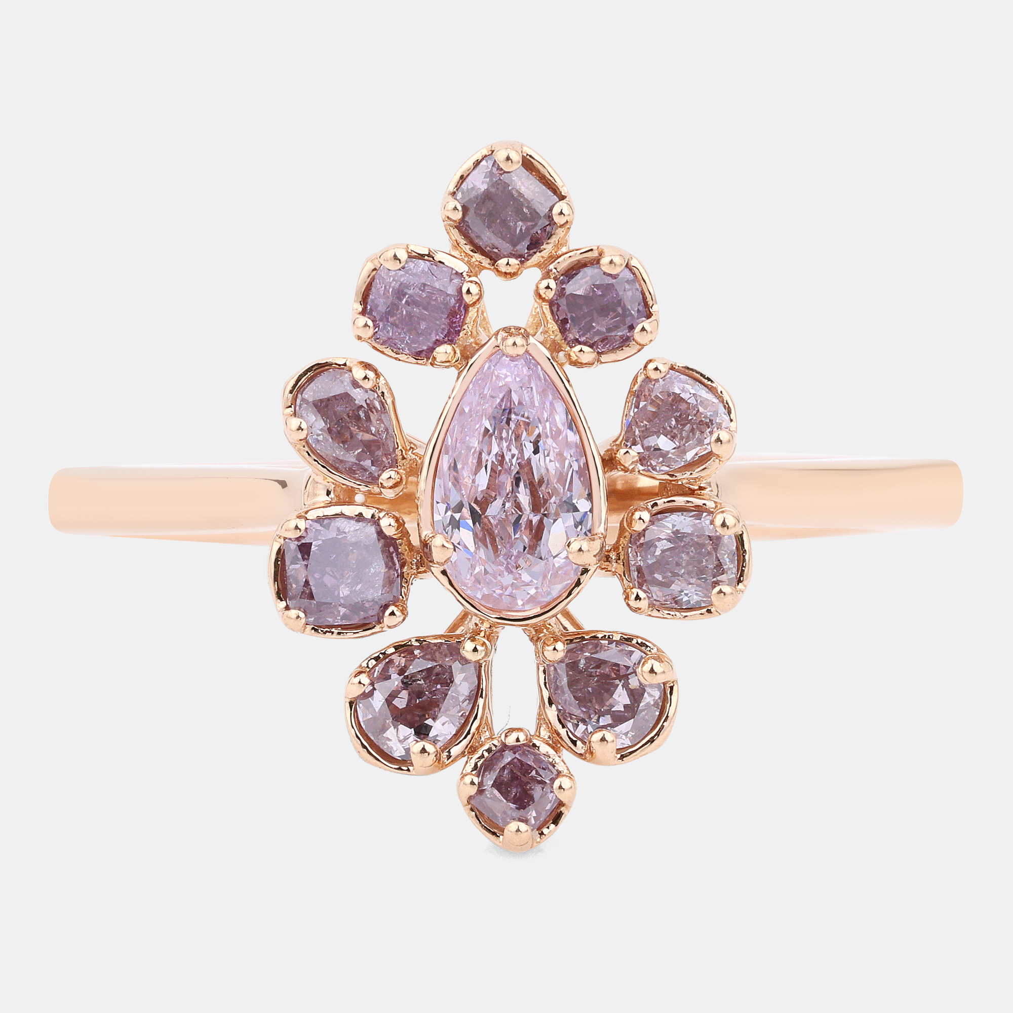 Pre-owned Keesh Jewels 0.89 Cts Pink Diamond And White Diamond 18k Rose Gold Bridal Ring Us Size 7