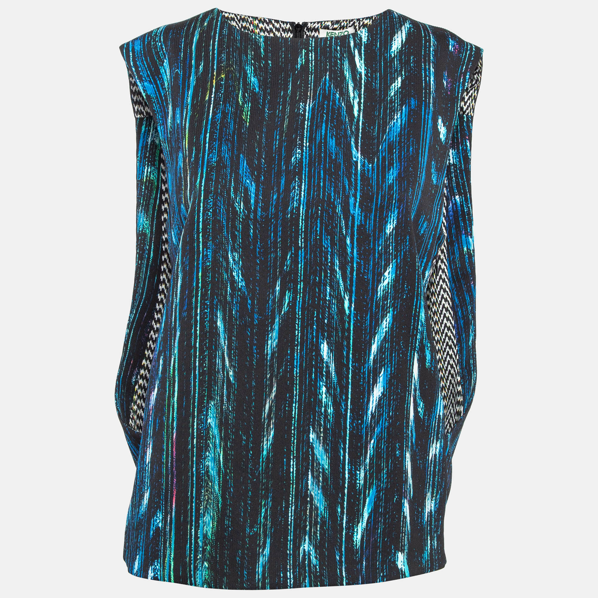 

Kenzo Blue Printed Crepe Sleeveless Top M