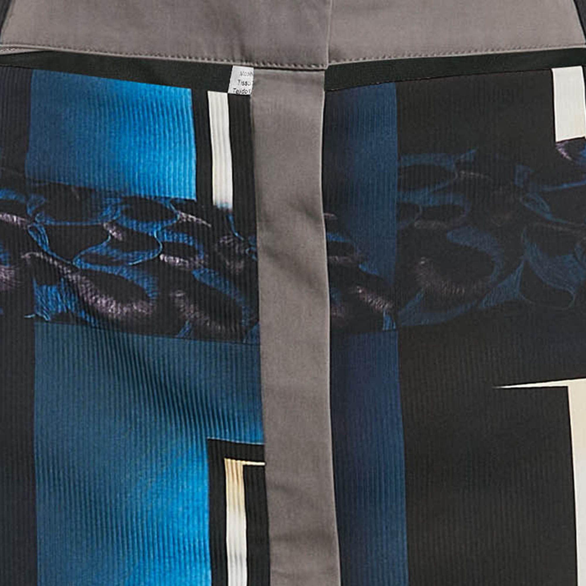 Kenzo Blue/Multicolor Printed Crepe Short Skirt L 