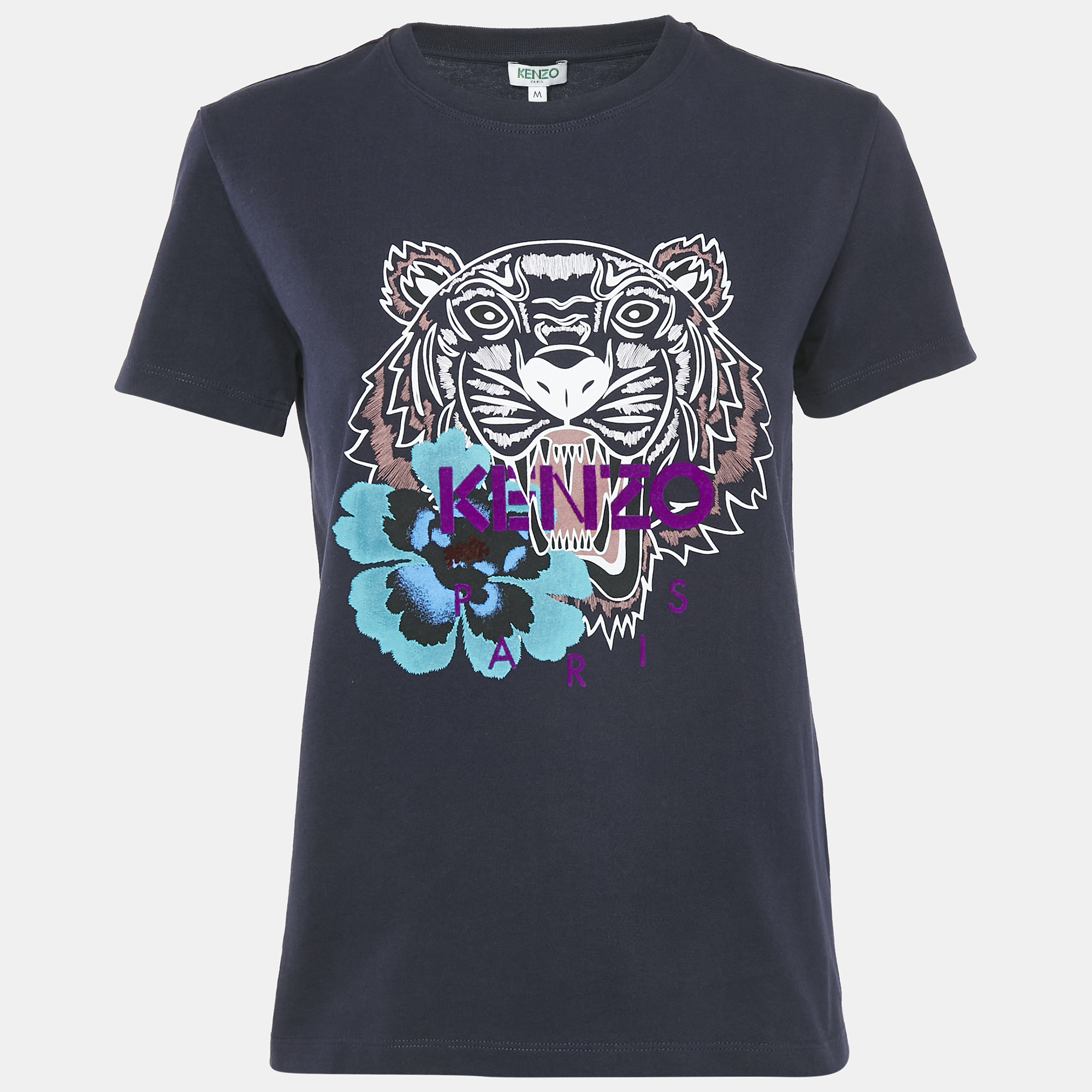 

Kenzo Blue Logo Tiger Print Crew Neck T-Shirt M