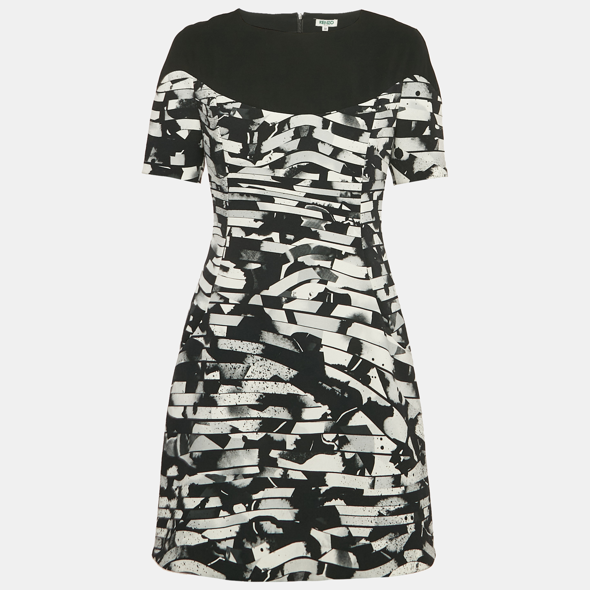 

Kenzo Black Printed Crepe Mini Dress M