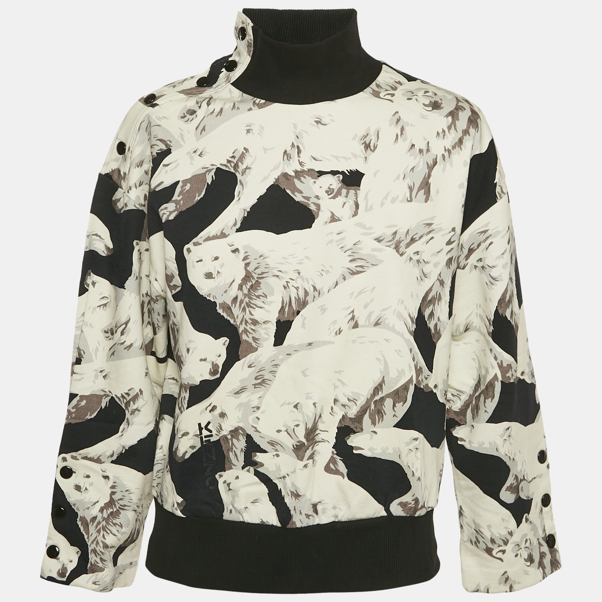 

Kenzo Grey Polar Bear Print Cotton High Neck Sweatshirt S