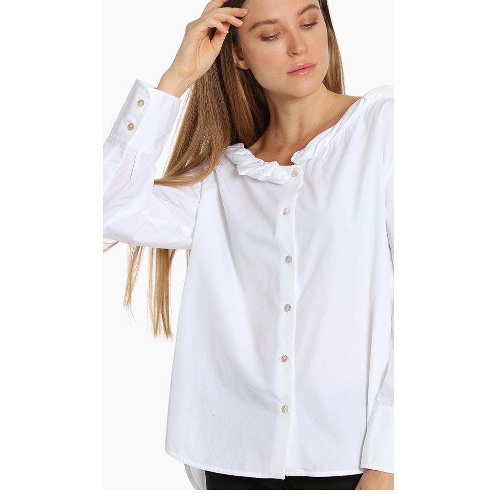 

Kenzo White Roll Up Collar Shirt  (FR 40