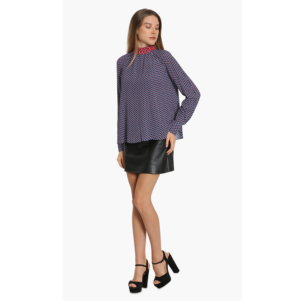 

Kenzo Blue Tie-Collar Long Sleeves Blouse  (FR 38