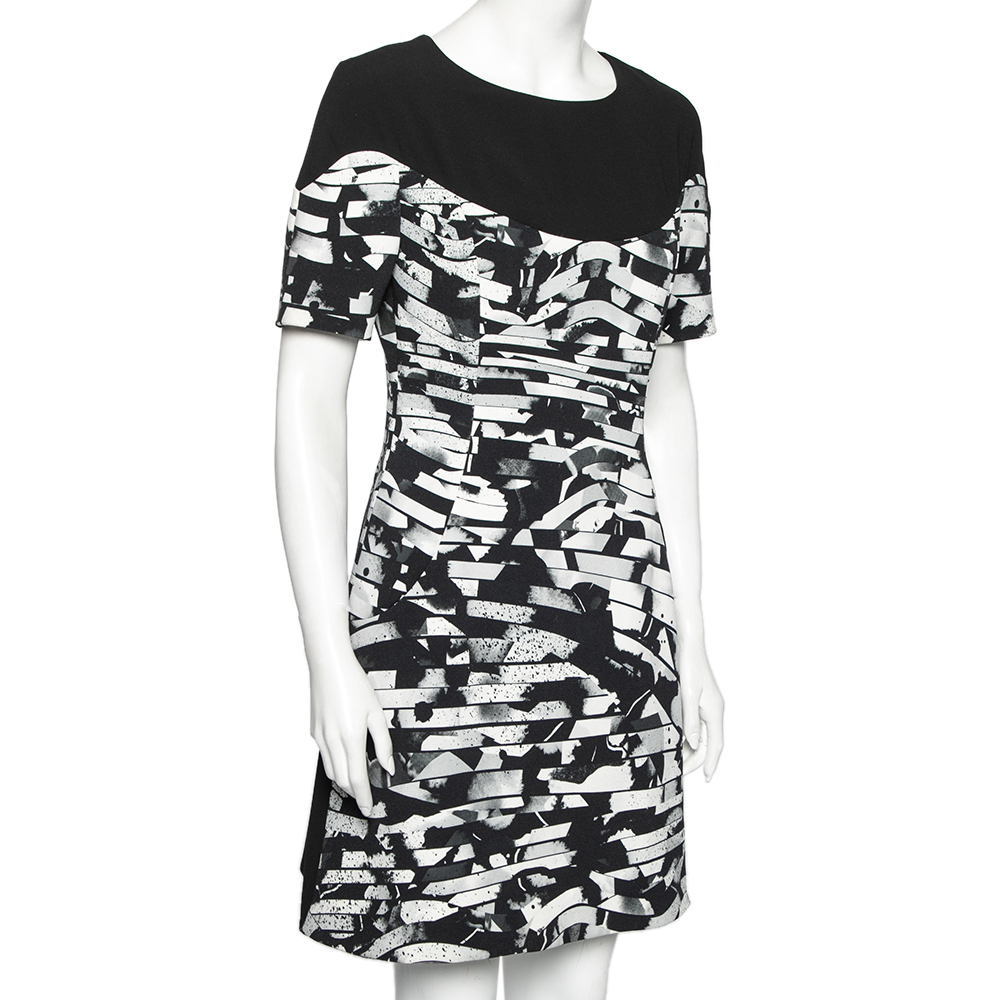 

Kenzo Black Spray Striped Stretch Crepe Short Dress