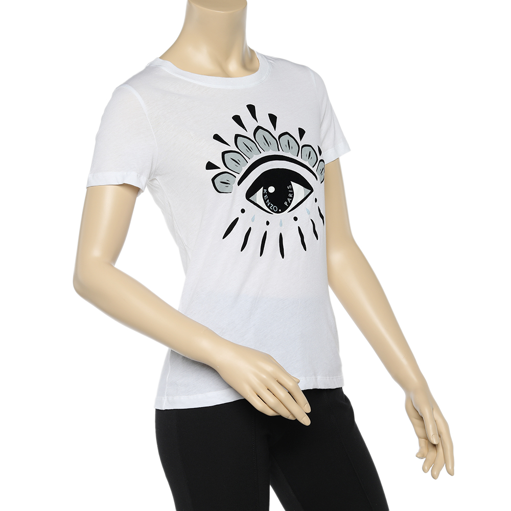 

Kenzo White Flocked Eye Cotton Knit T-Shirt