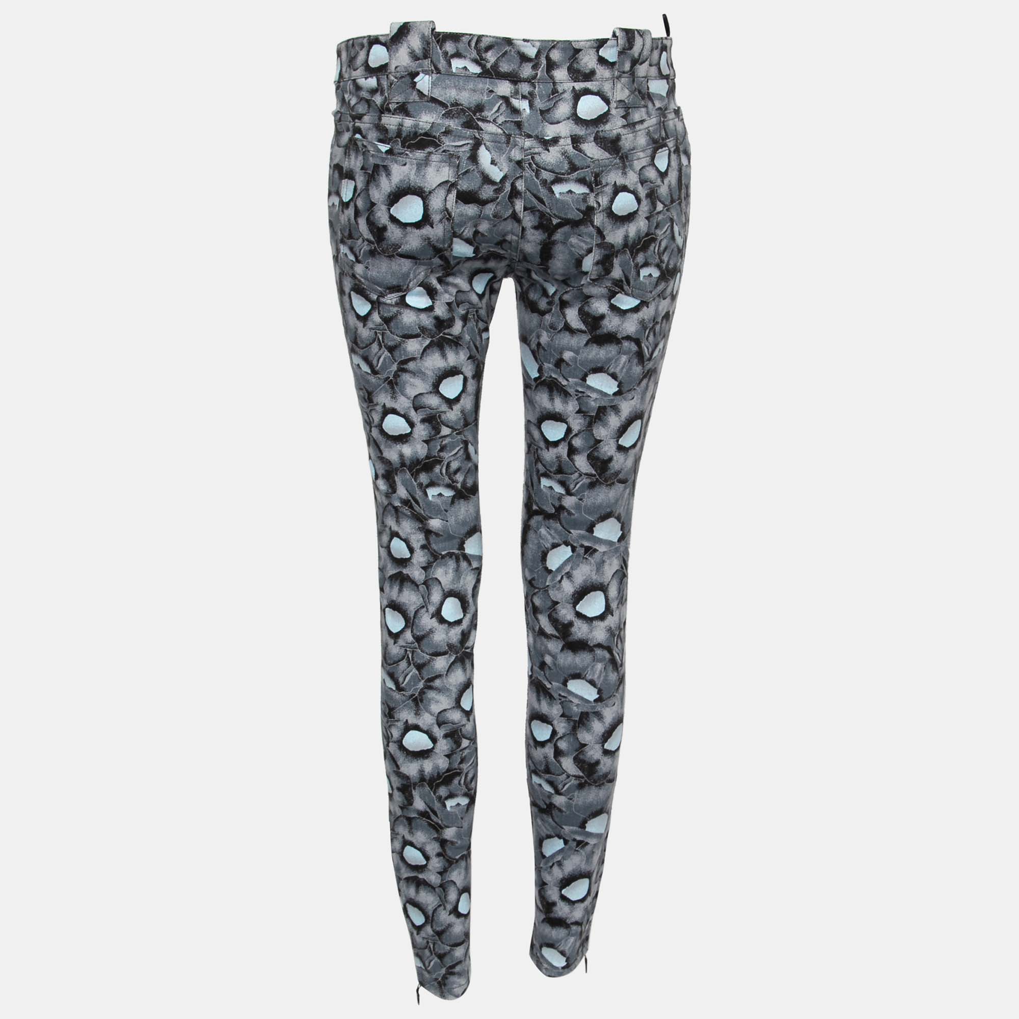 

Kenzo Grey Floral Cotton Slim Fit Trousers