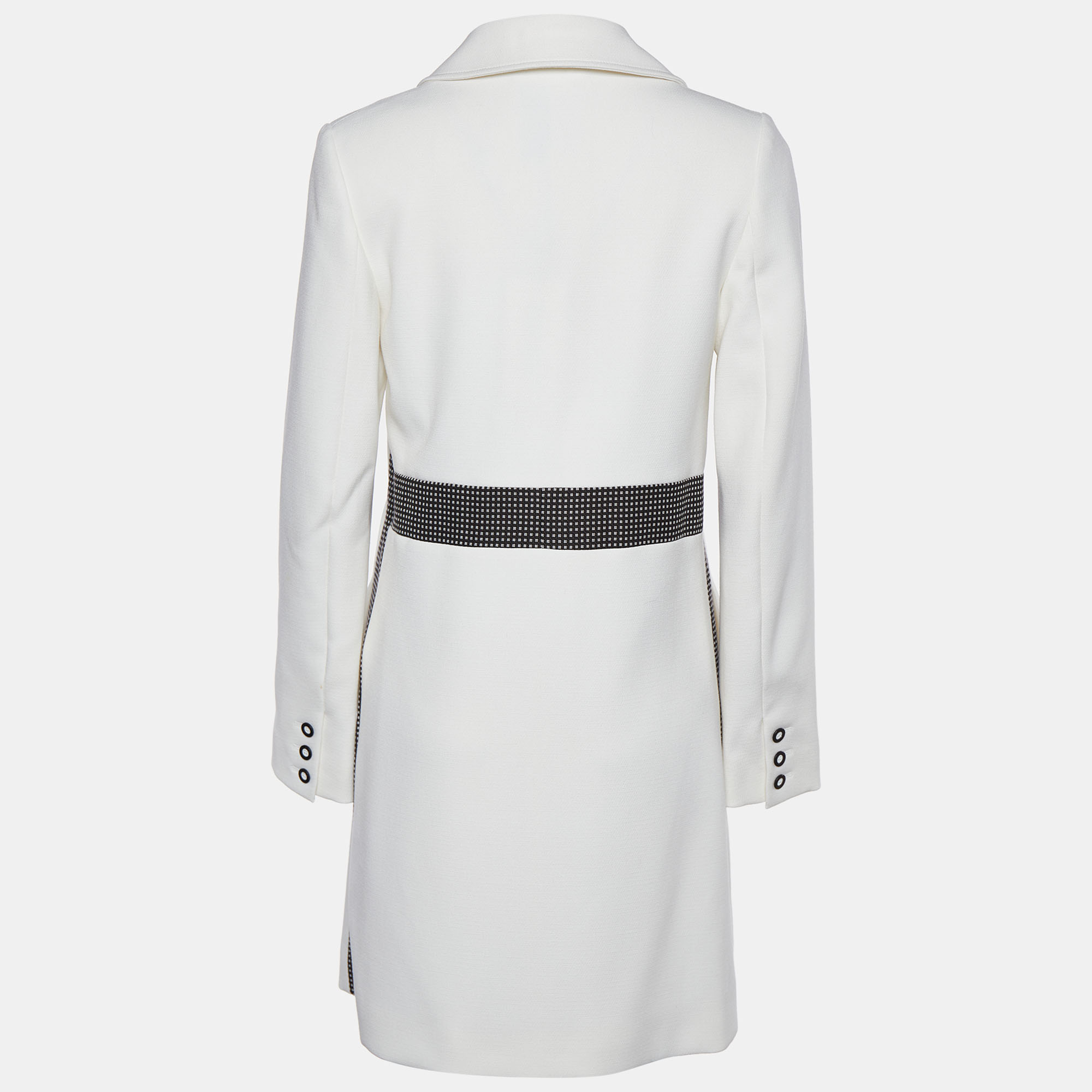 

Kenzo White Twill Contrast Detail Double Breasted Coat