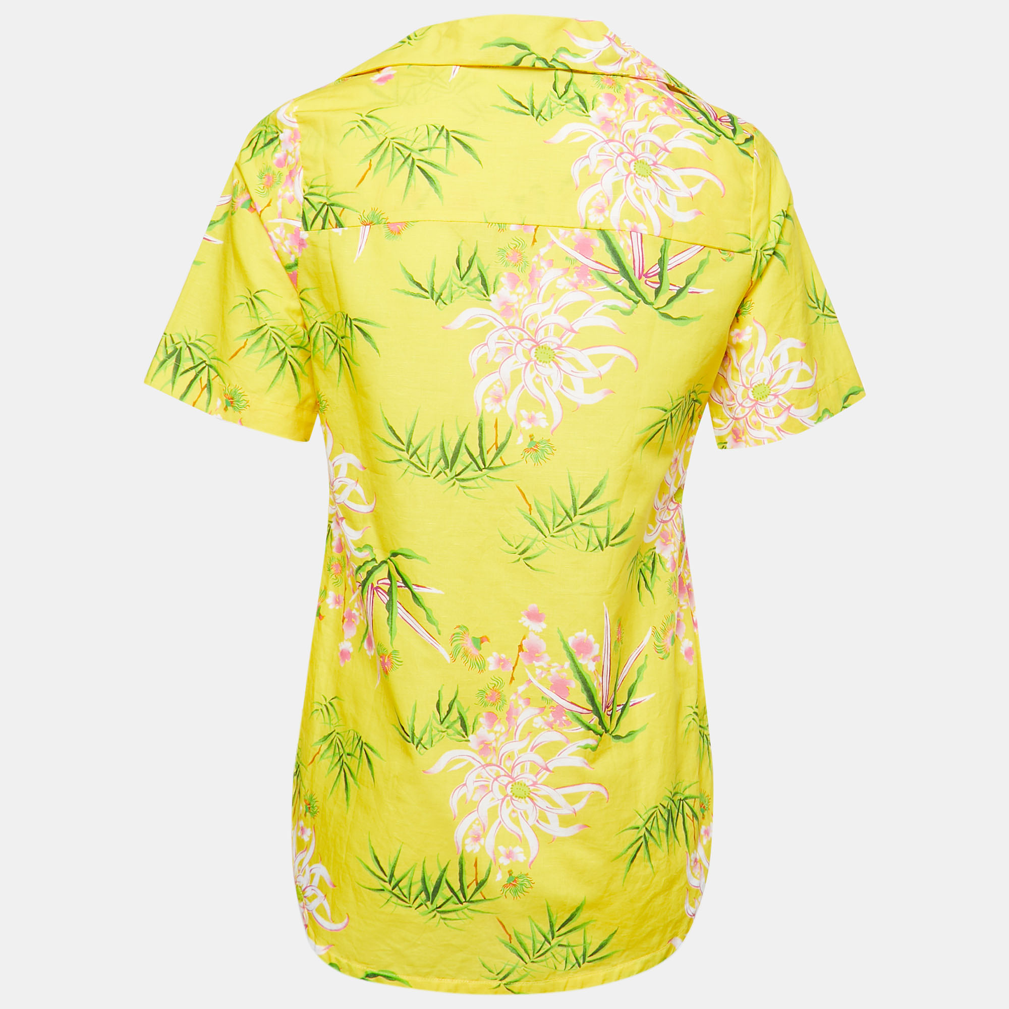 

Kenzo Yellow Floral Printed Cotton & Linen Hawaiian Shirt