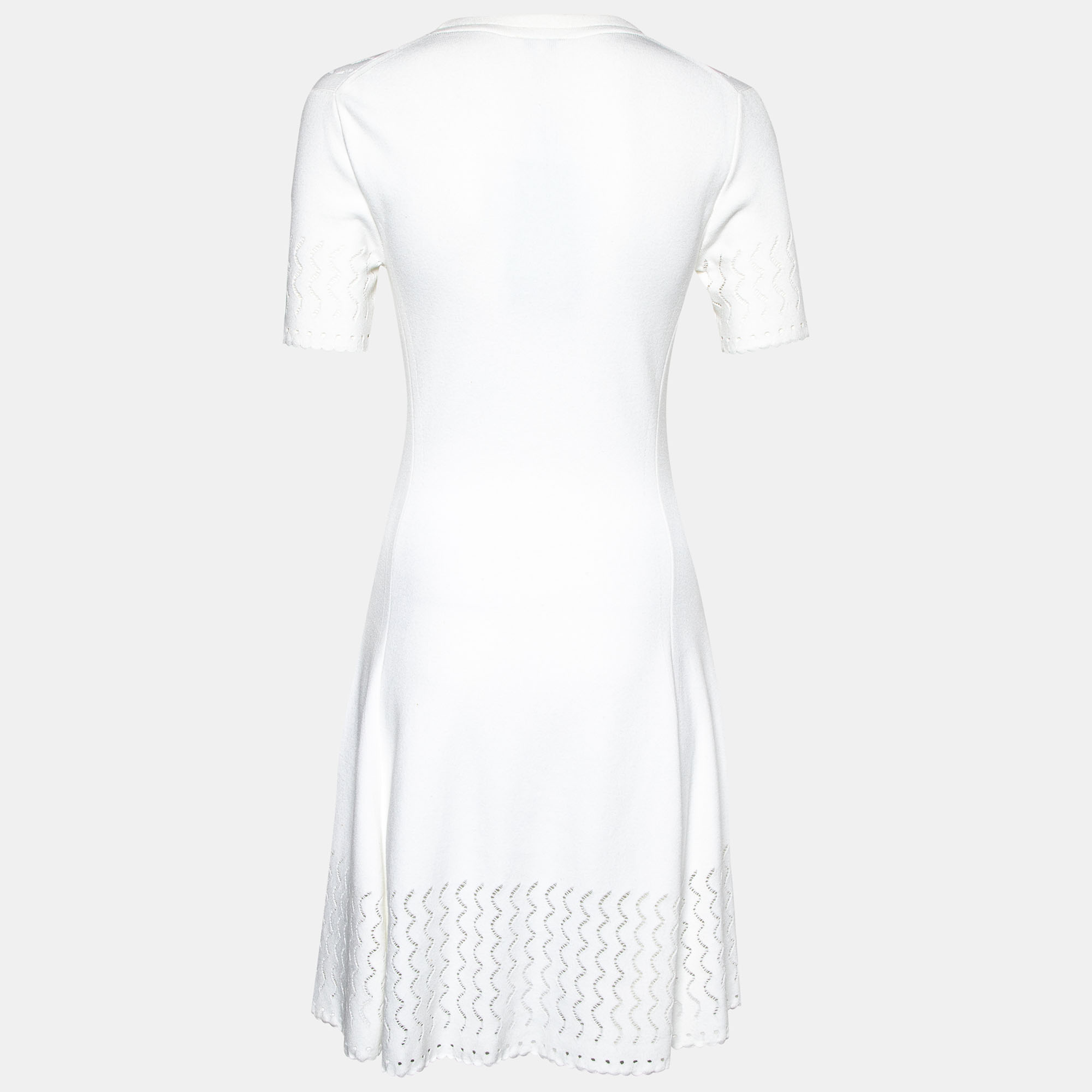 

Kenzo White Perforated Knit Fit & Flare Dress