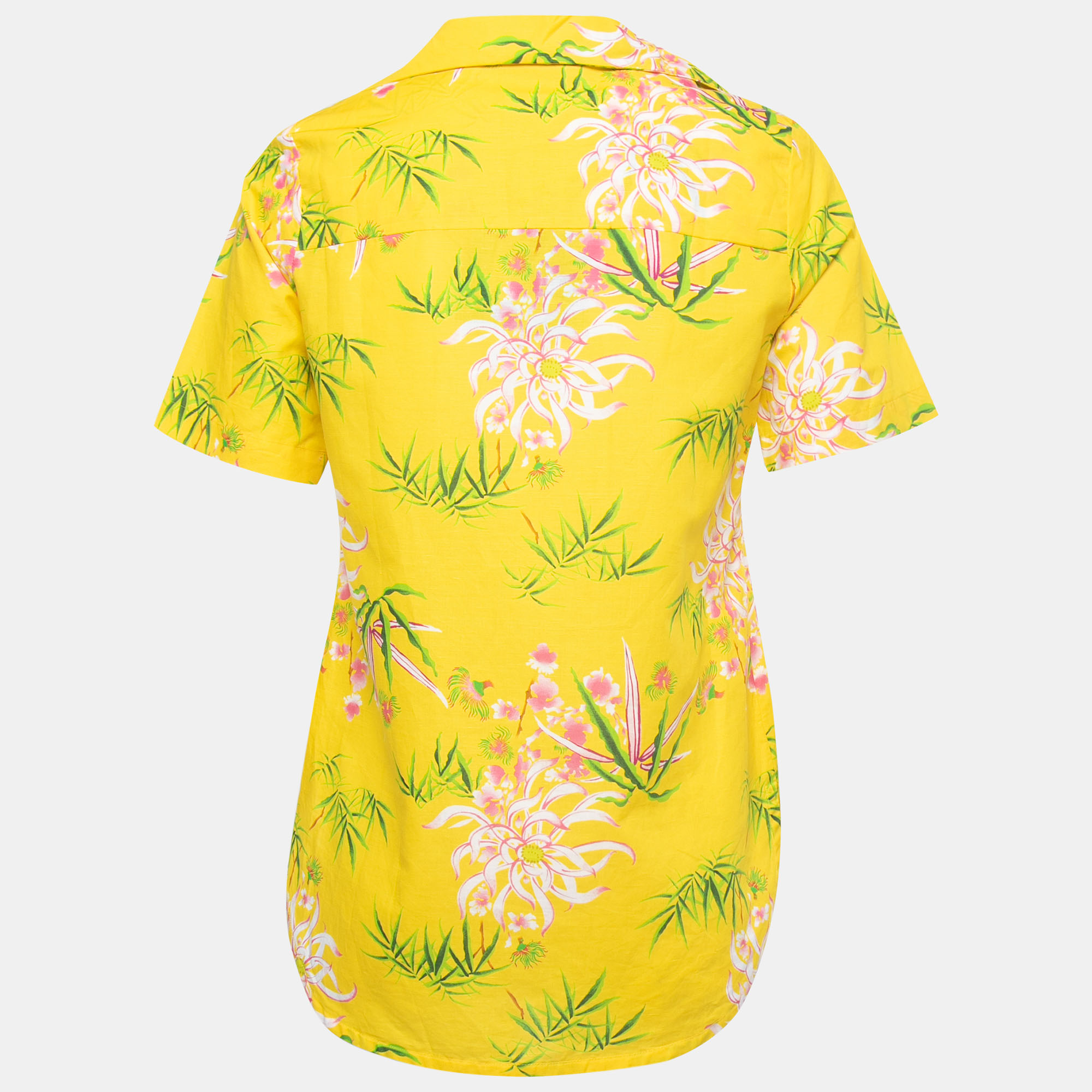 

Kenzo Yellow Floral Printed Cotton & Linen Hawaiian Shirt