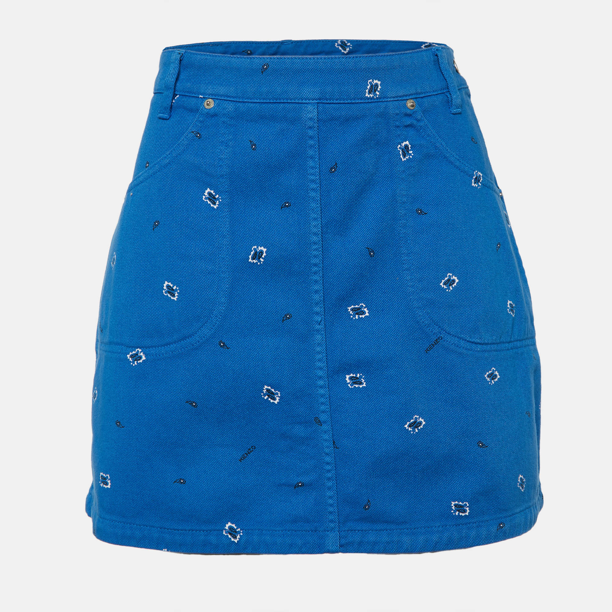 

Kenzo Blue Printed Denim Mini Skirt M