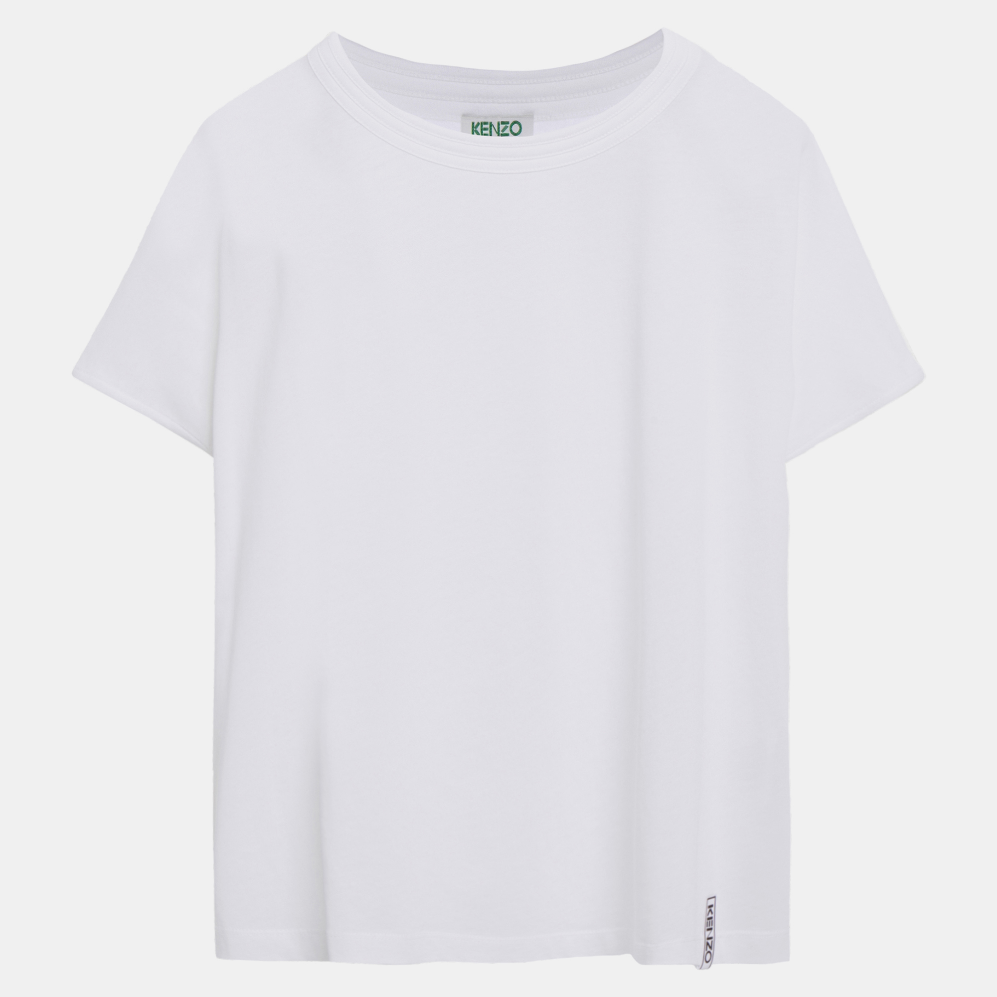 Pre-owned Kenzo Cotton Short Sleeved Top Xl In White