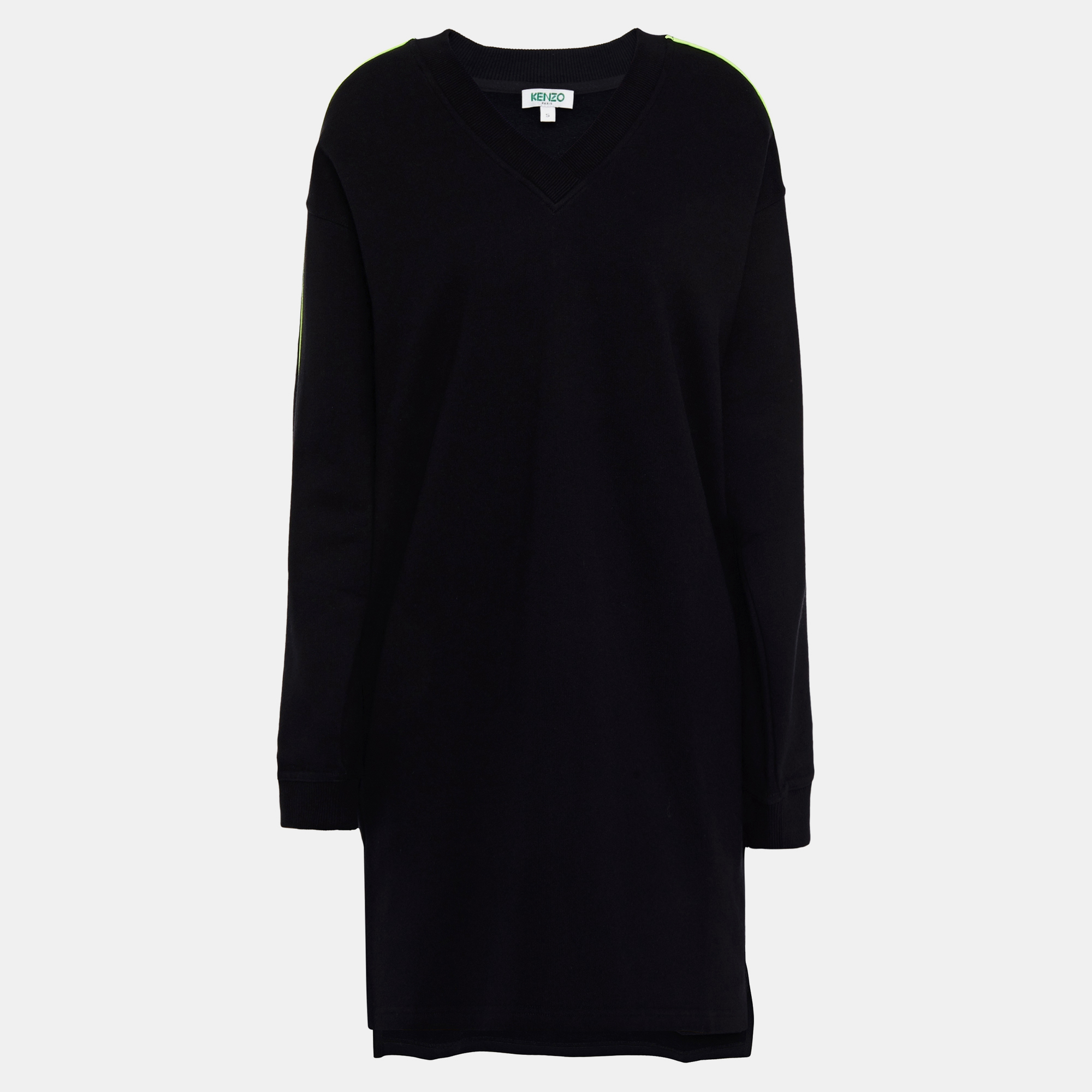 Pre-owned Kenzo Cotton Mini Dress M In Black