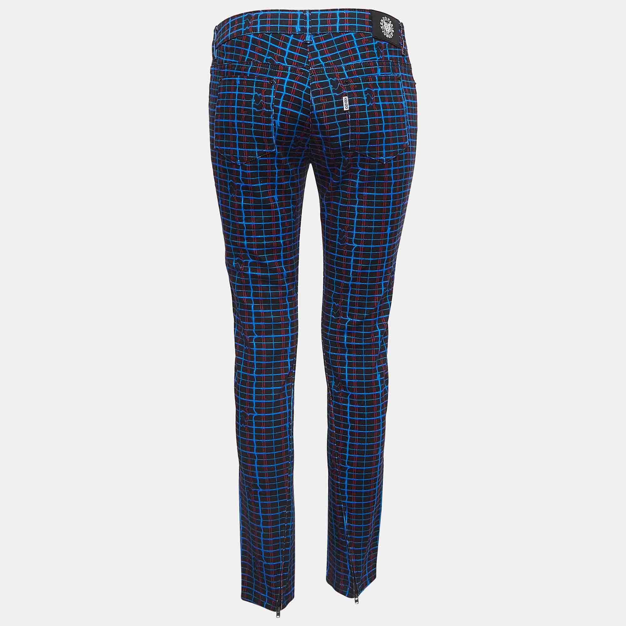 Kenzo Multicolor Print Denim Slim Fit Jeans M Waist 30