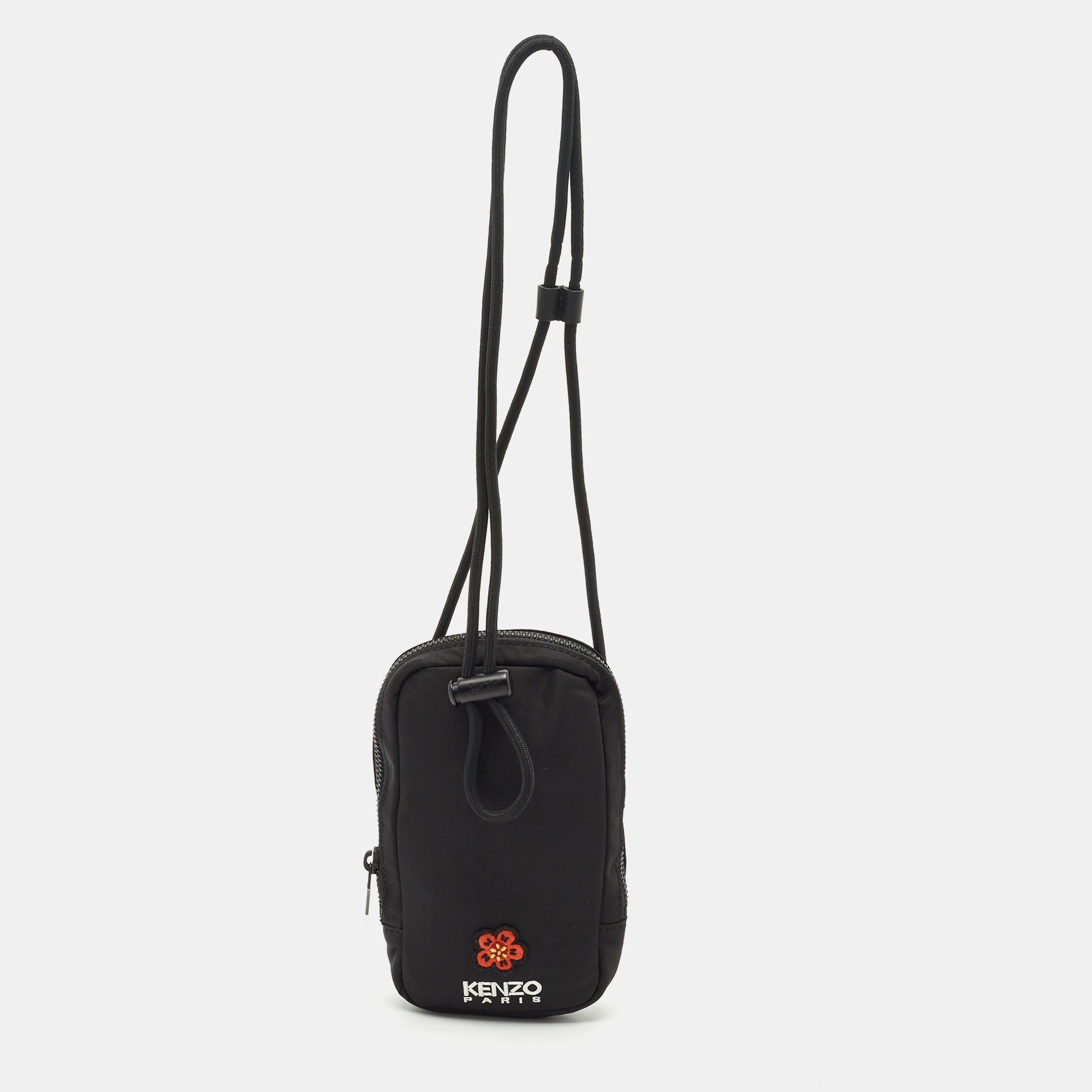 

Kenzo Black Nylon Embroidered Phone Holder Crossbody Bag