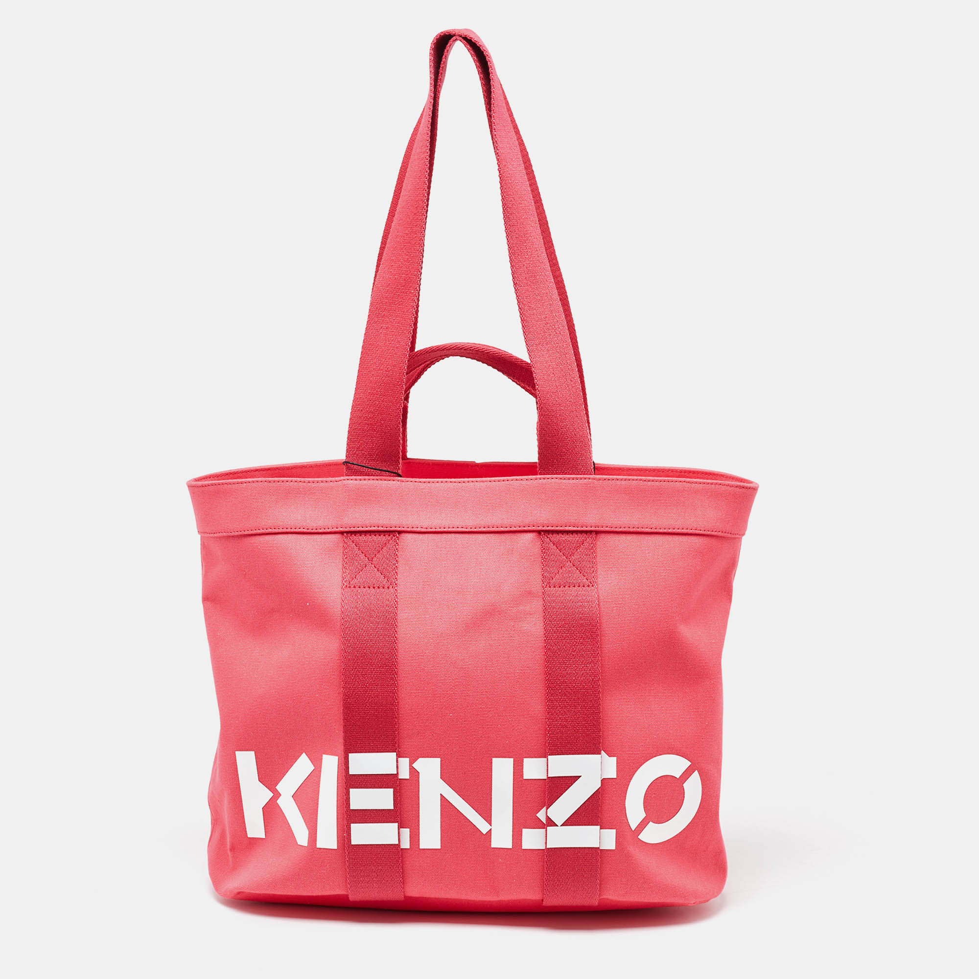 Pre-owned Kenzo Pink Canvas Logo Shopper Tote