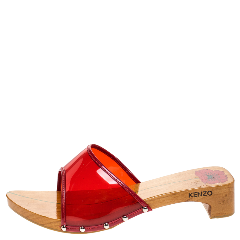 

Kenzo Red PVC Open Toe Mules Size