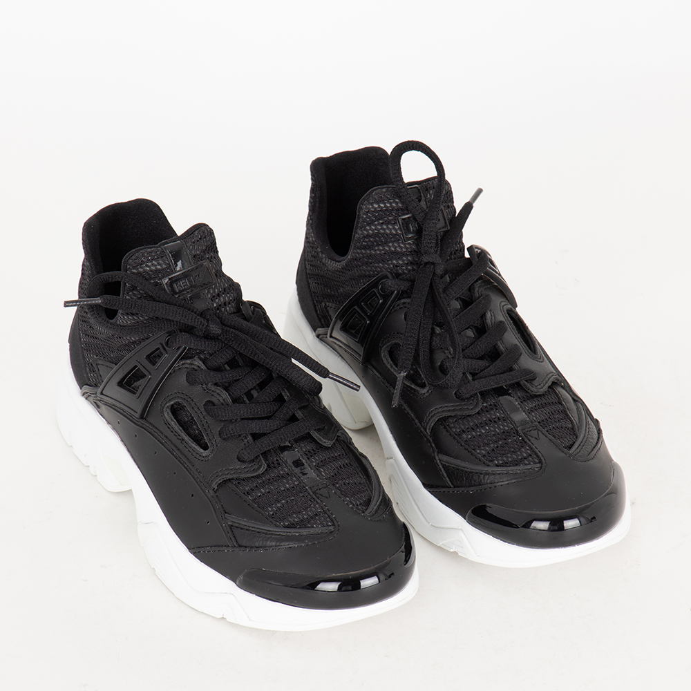 

Kenzo Black Leather/Textile Retro Sonic Sneakers Size EU