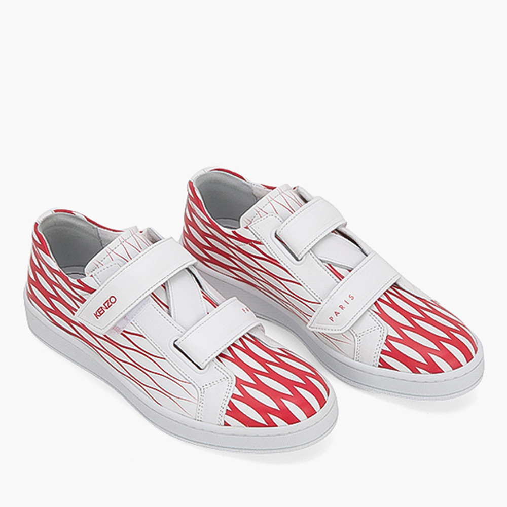 

Kenzo Red Leather Tennix Velcro Low-Top Sneakers Size EU