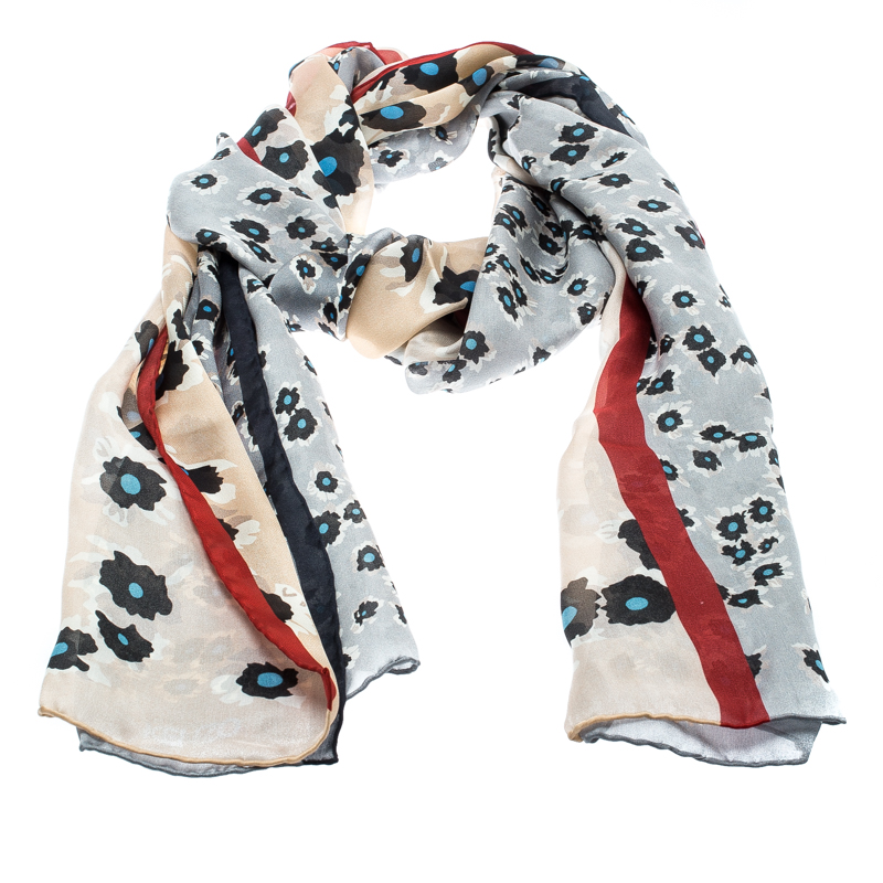 

Kenzo Multicolor Floral Printed Silk Scarf