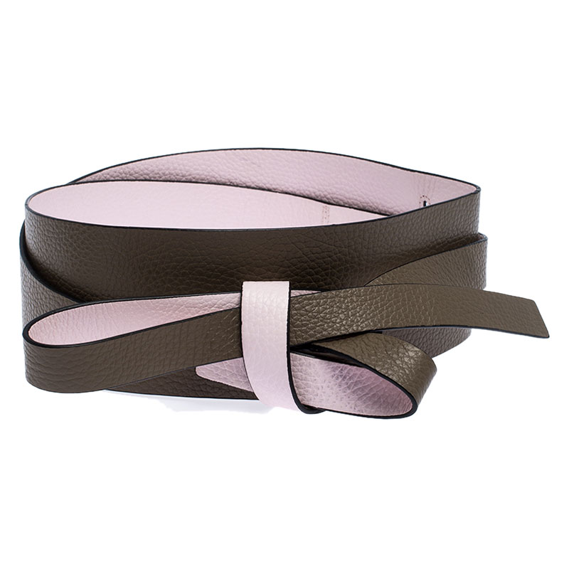 

Kenzo Pink/Brown Leather Reversible Wrap Waist Belt