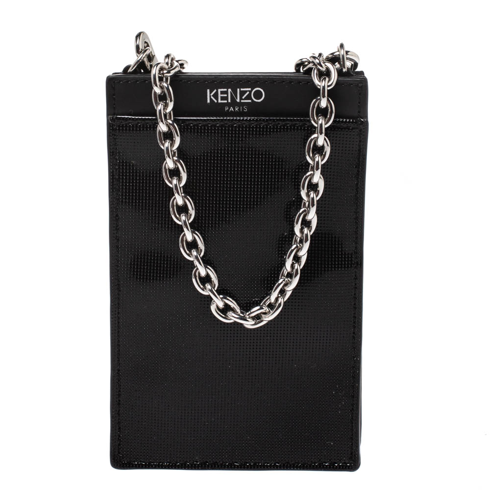 Kenzo Black Perforated Patent Leather Phone Bag Kenzo | The Luxury Closet