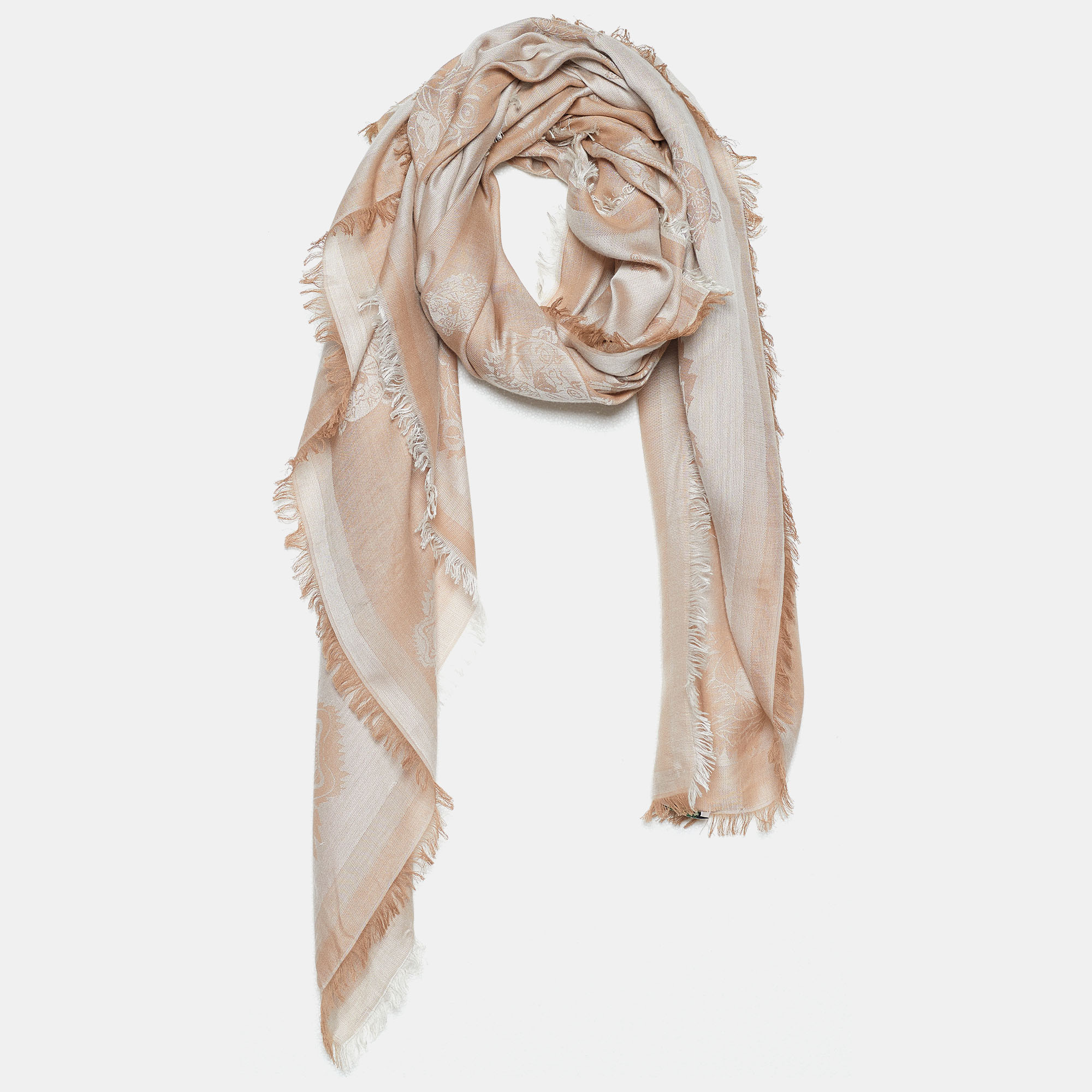 

Kenzo Beige Tiger Motif Jacquard Scarf