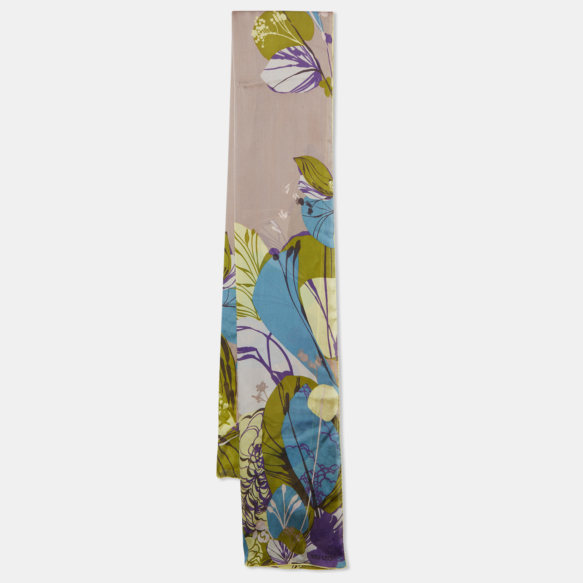 

Kenzo Brown/Green Floral Print Silk Stole