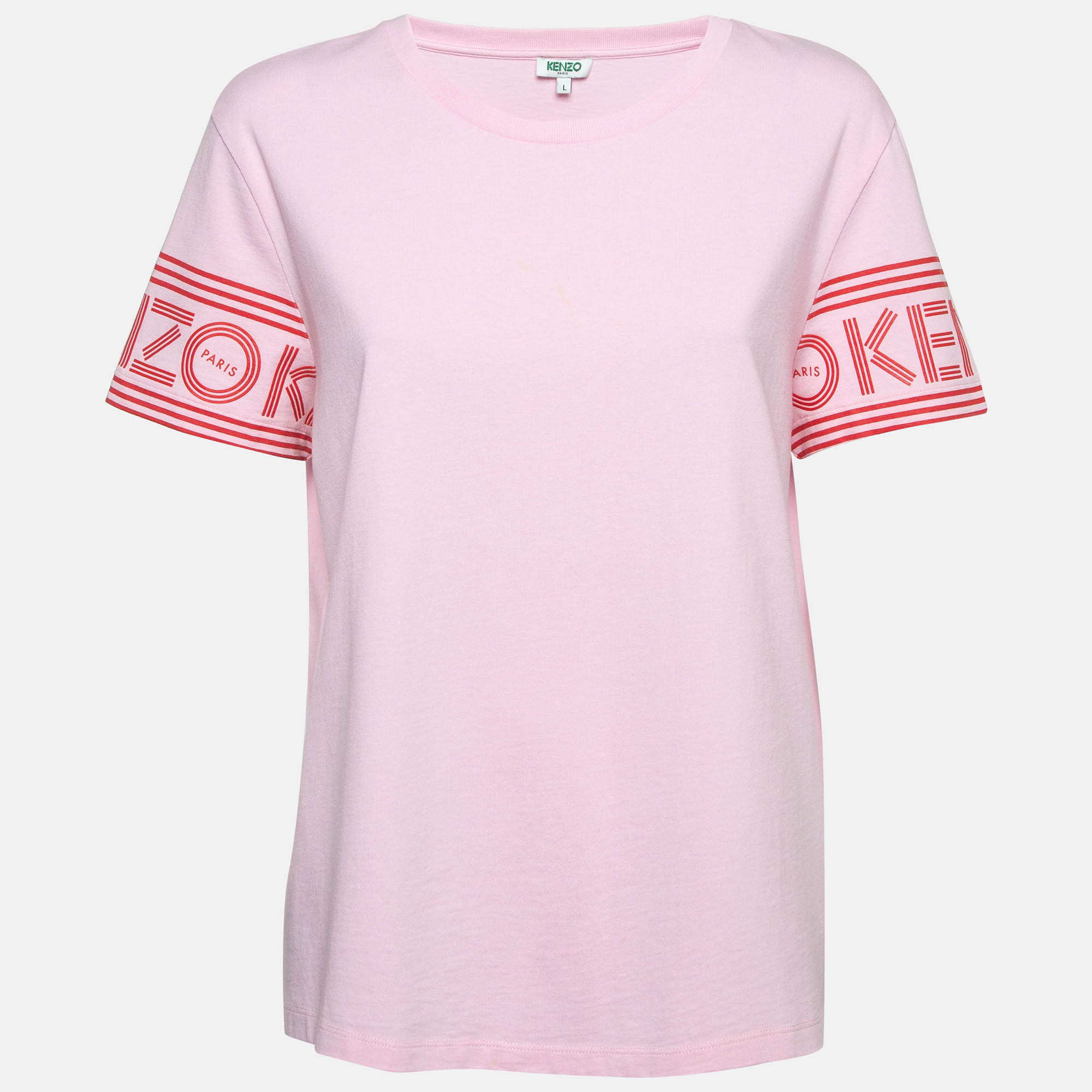 

Kenzo Pink Logo Print Cotton T-Shirt L