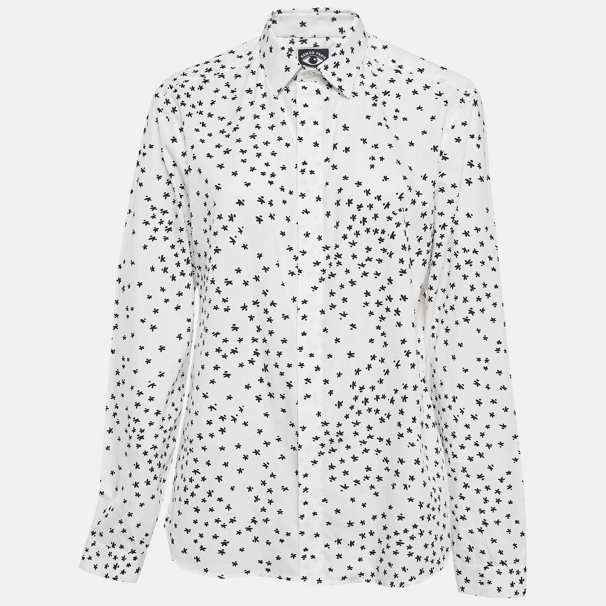 

Kenzo White All-Over Print Cotton Shirt L