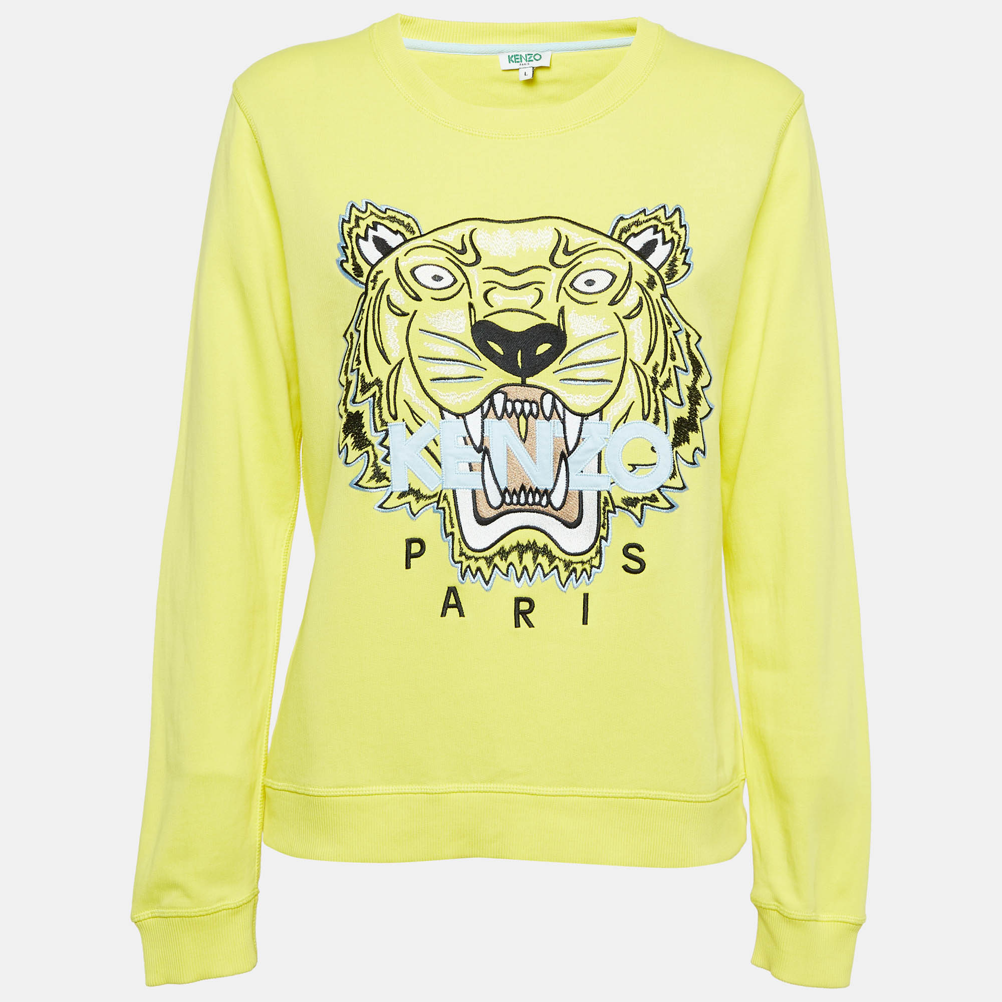 

Kenzo Yellow Tiger Embroidered Knit Sweatshirt L