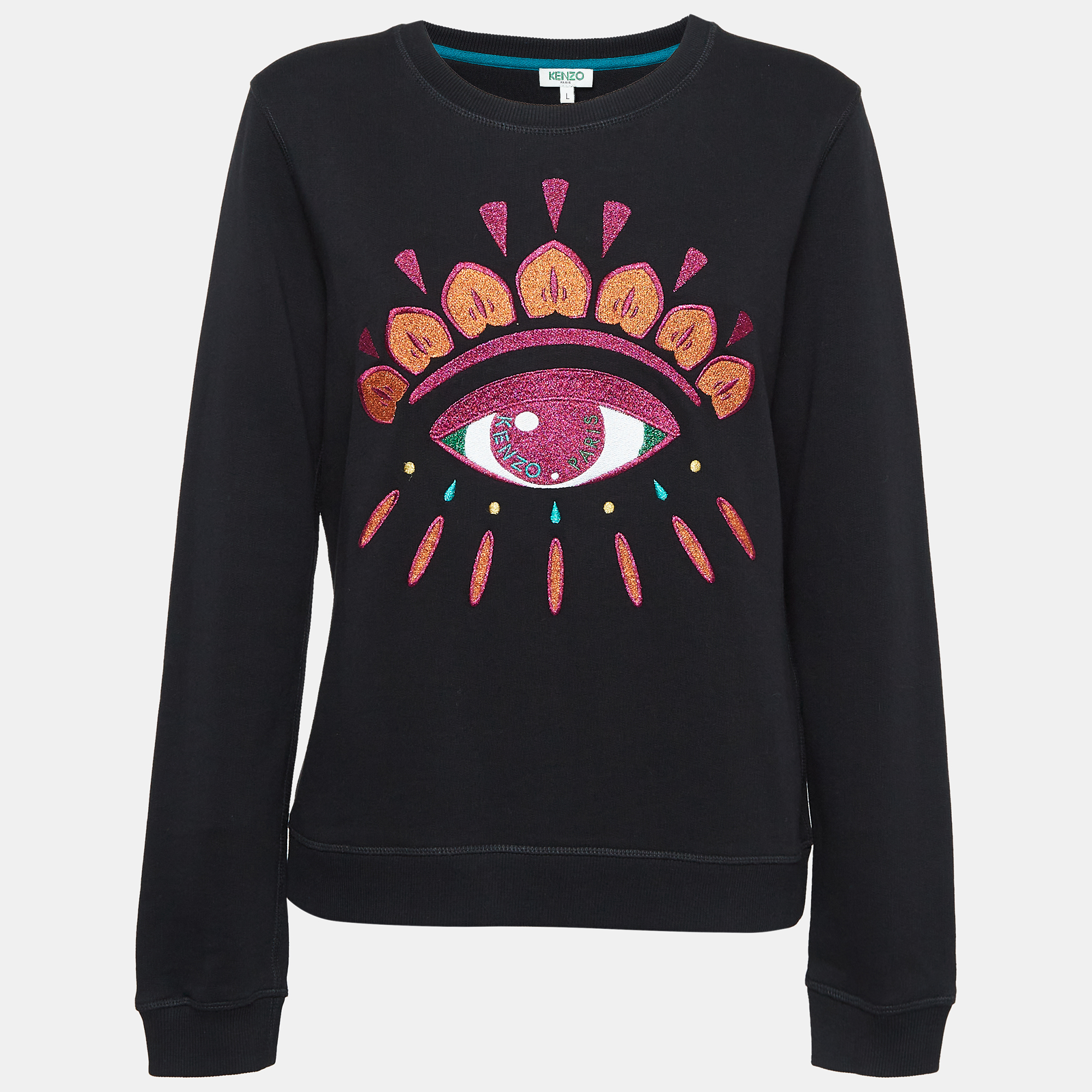 

Kenzo Black Embroidered Cotton Knit Sweatshirt L