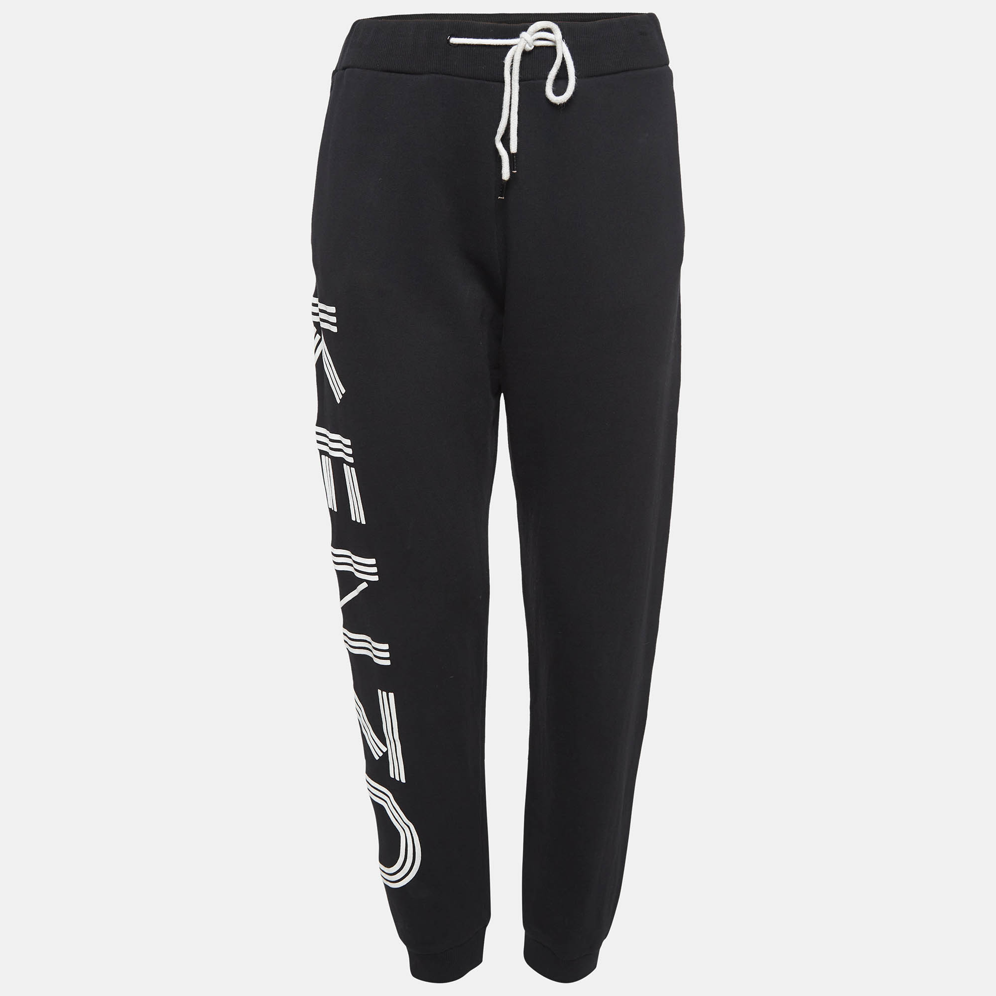 

Kenzo Black Cotton Knit Printed Track Pants M