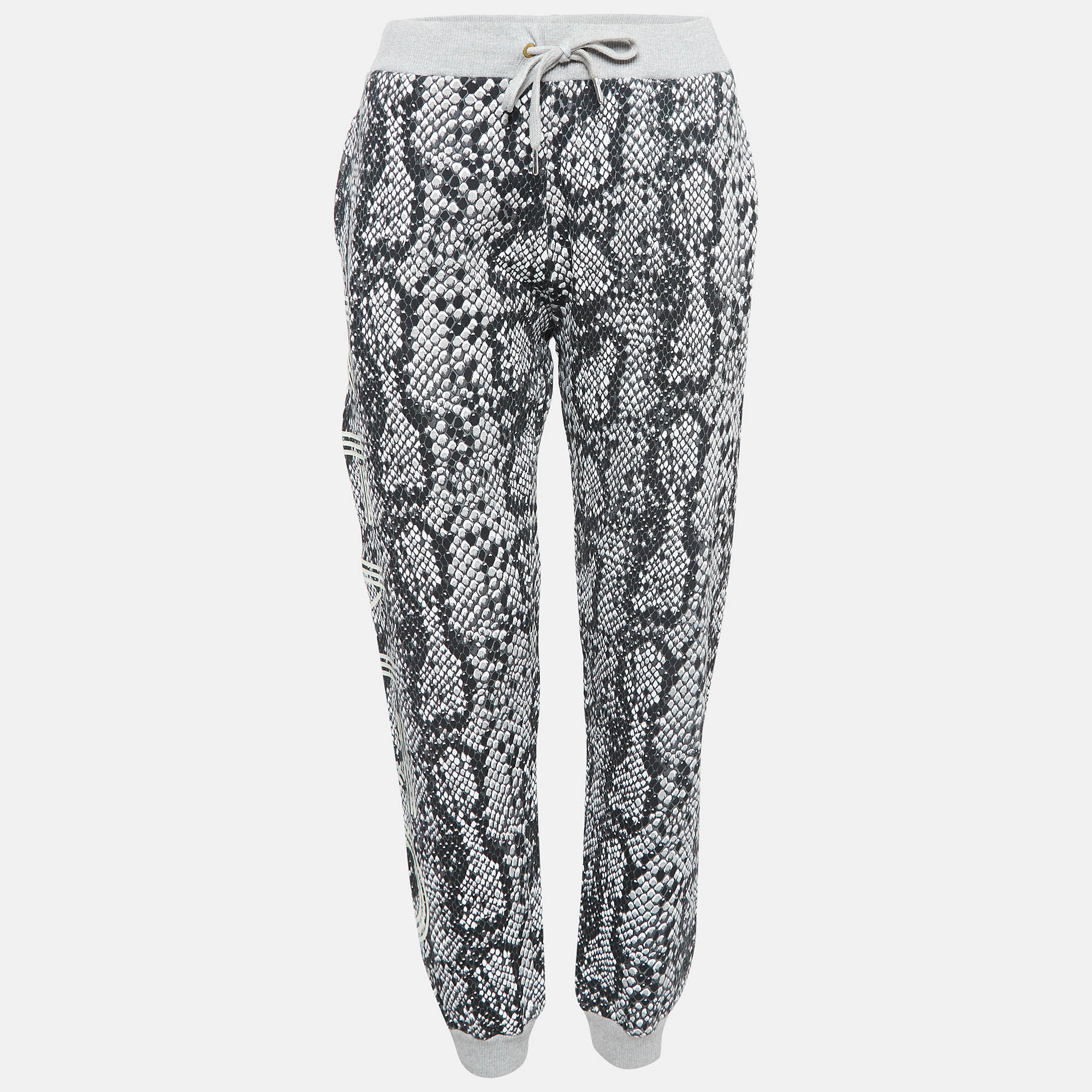 

Kenzo Black/White Snake Print Cotton Knit Track Pants M