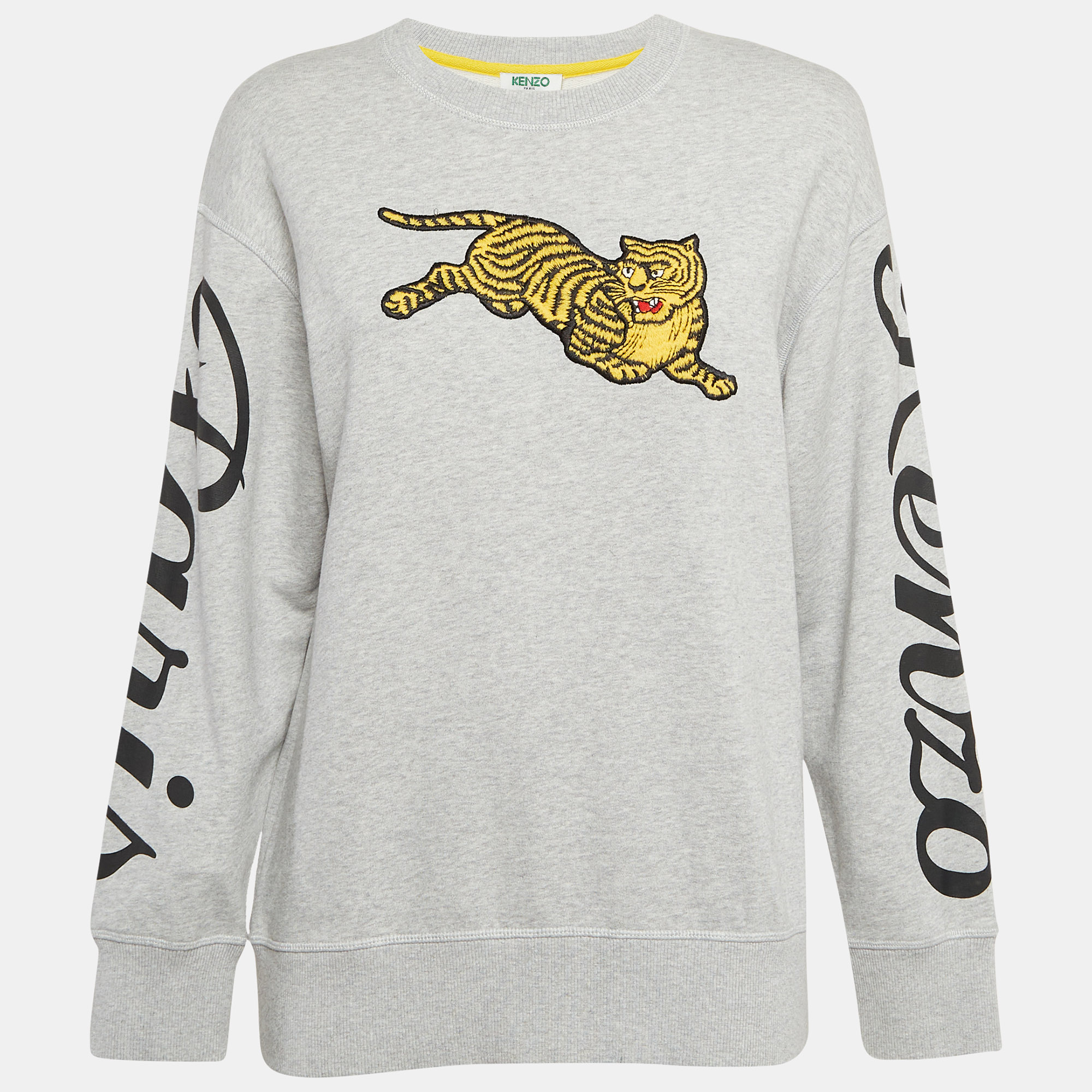 

Kenzo Grey Tiger Applique Cotton Sweatshirt XS