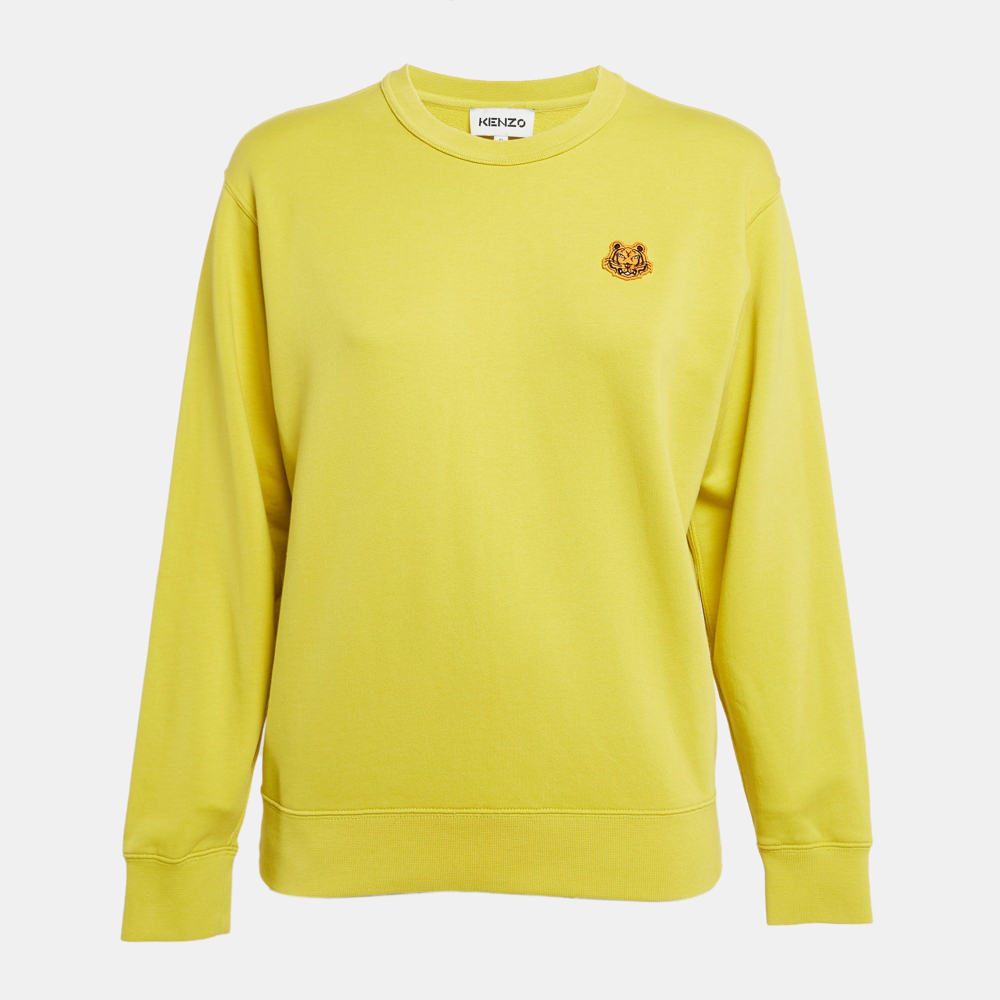 Pre-owned Kenzo Yellow Tiger Applique Cotton Knit Sweatshirt S