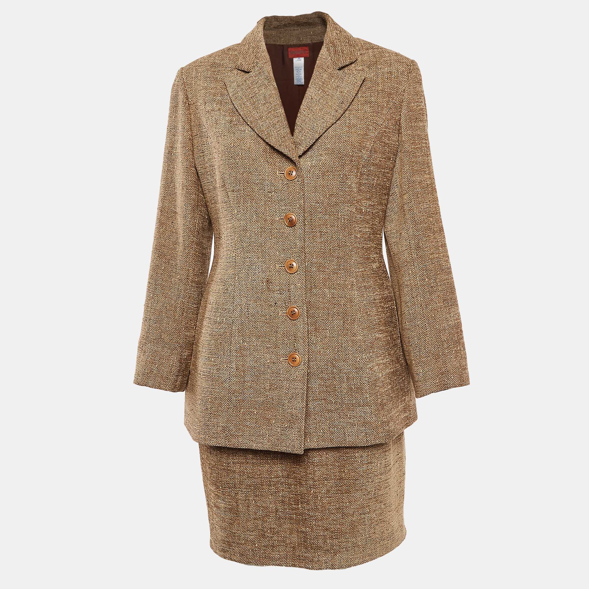 

Kenzo Brown Wool Blazer and Skirt Set L