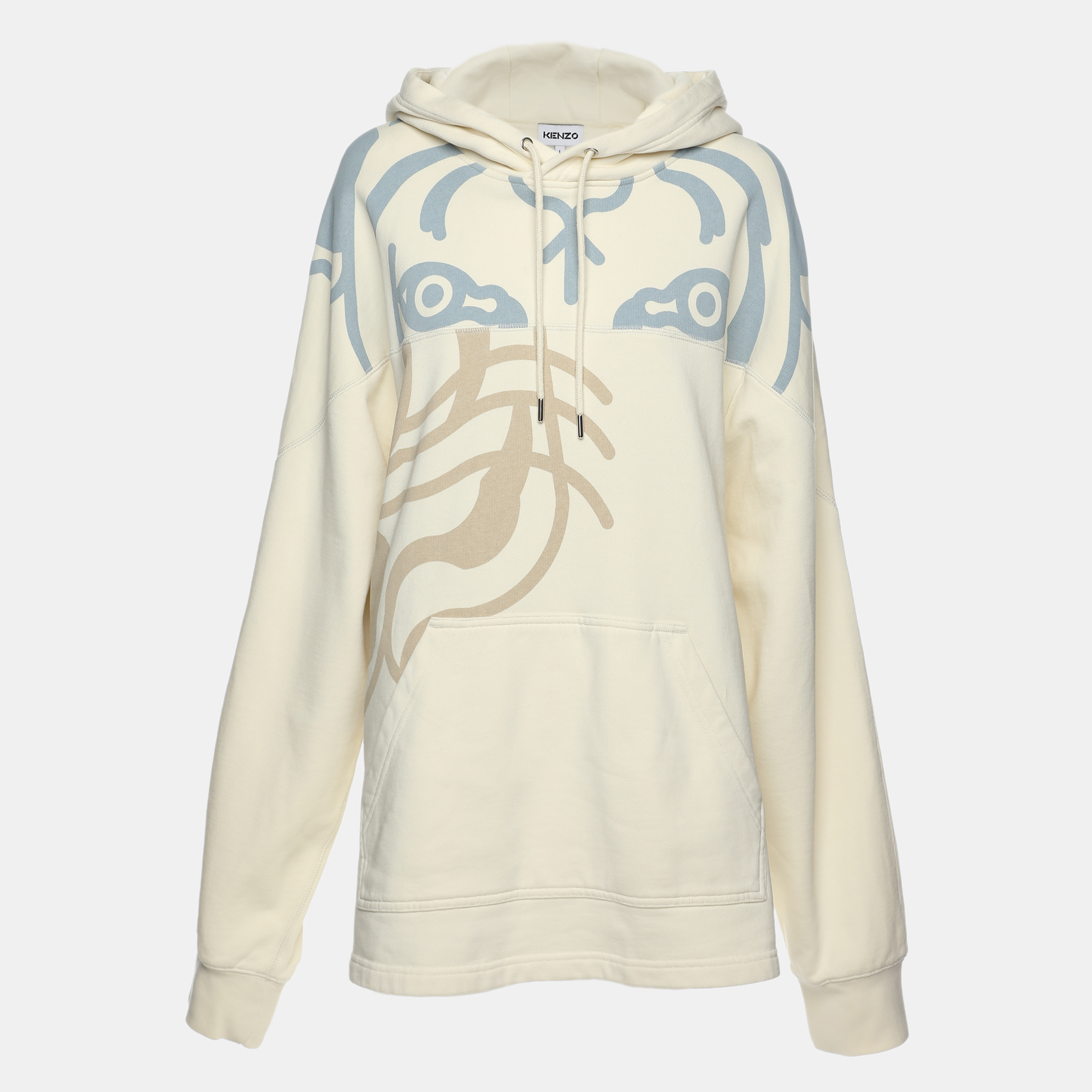 

Kenzo Cream Printed Cotton Knit Hoodie Sweatshirt L