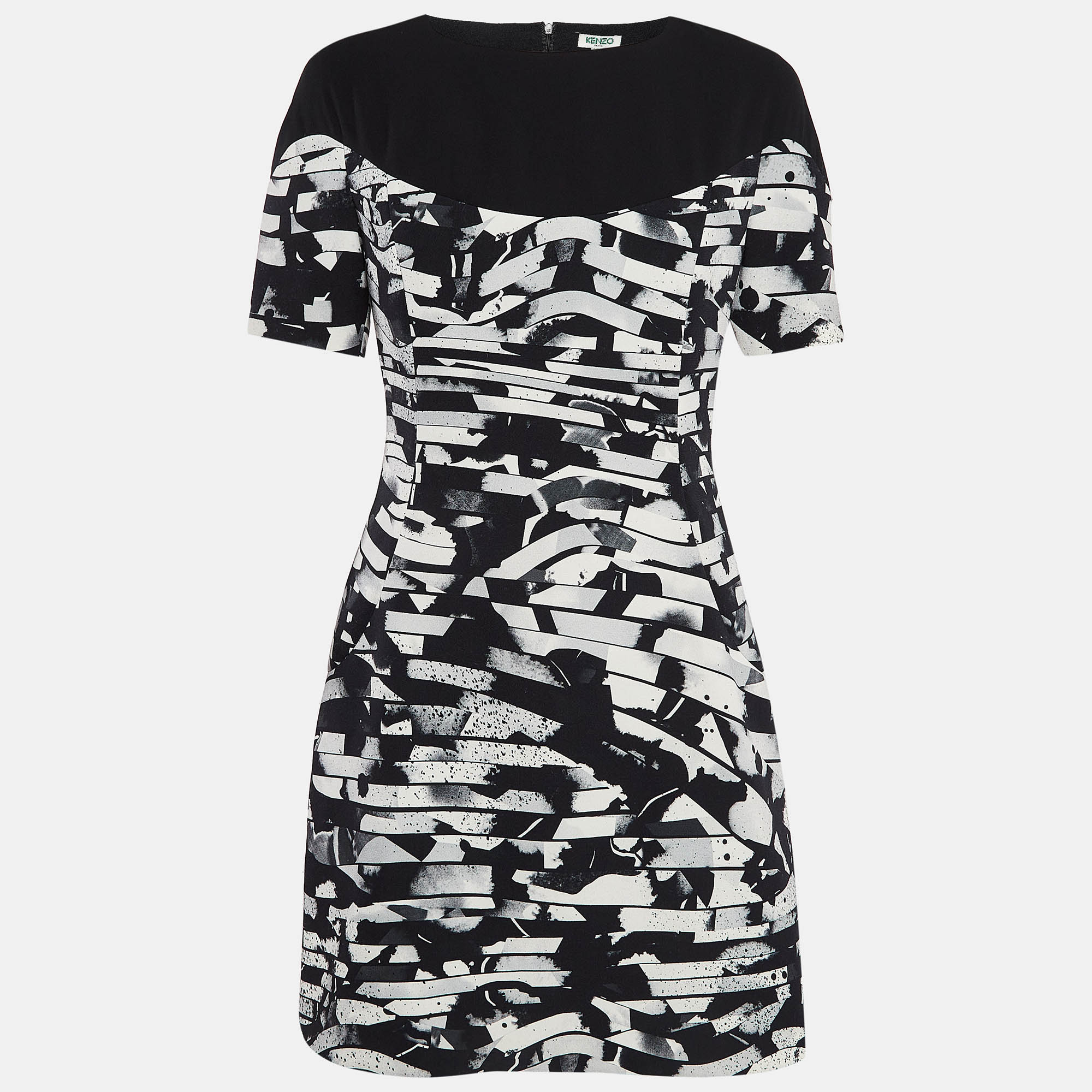 

Kenzo Black Printed Crepe Mini Dress M