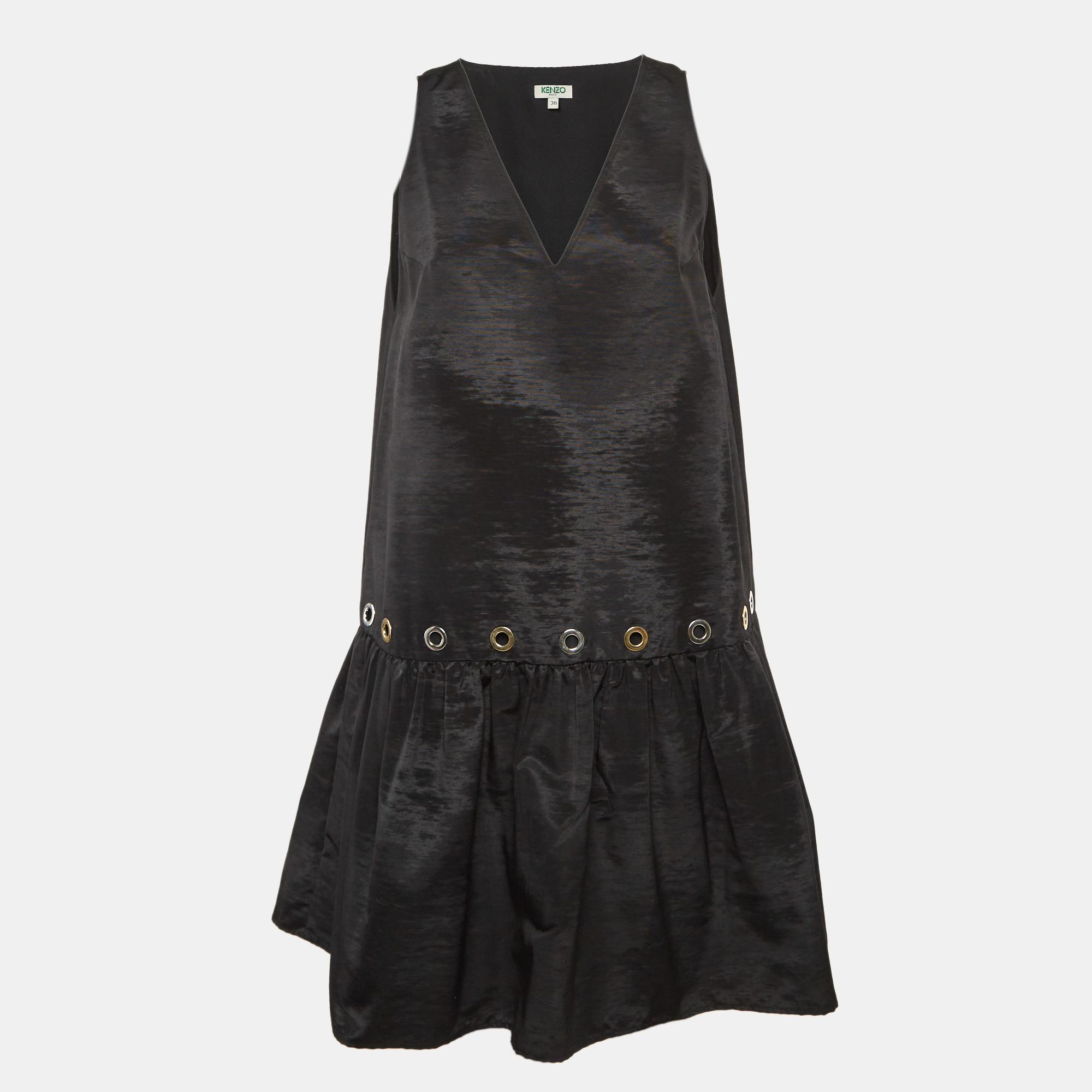 

Kenzo Black Synthetic Eyelet Detail Sleeveless Mini Dress M