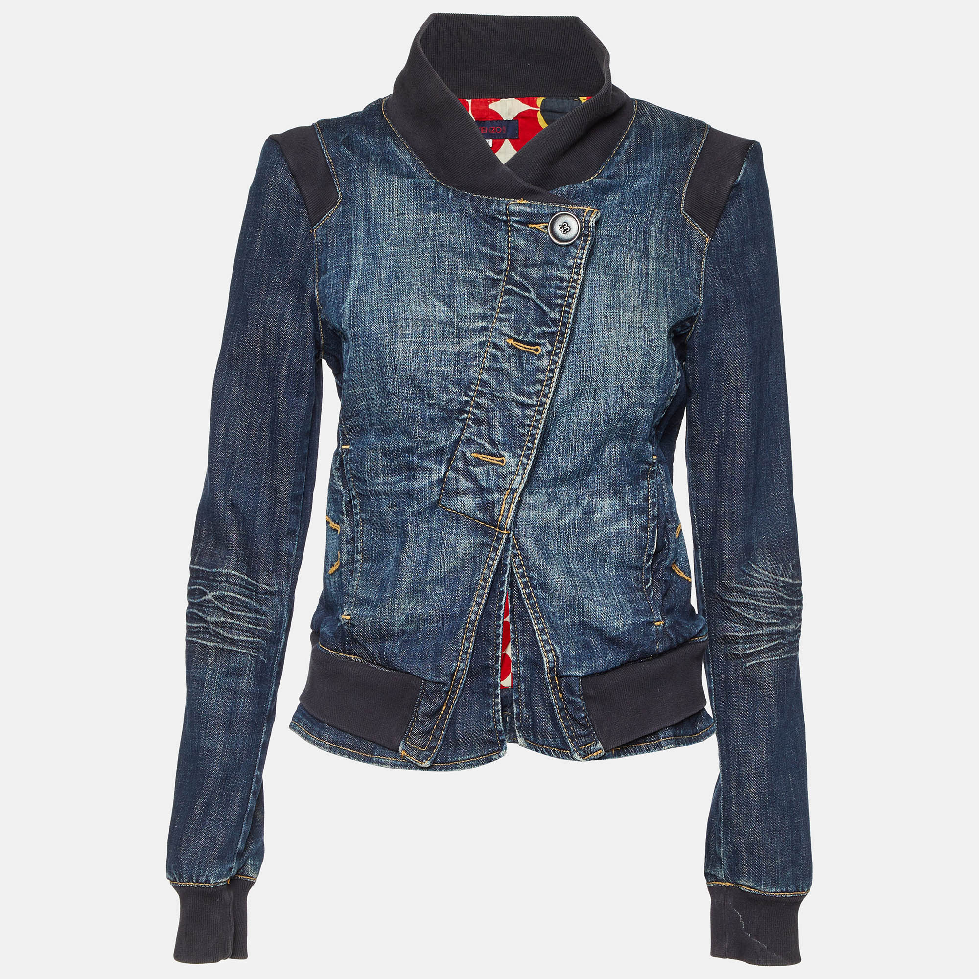 

Kenzo Blue Washed Denim Asymmetrical Jacket L