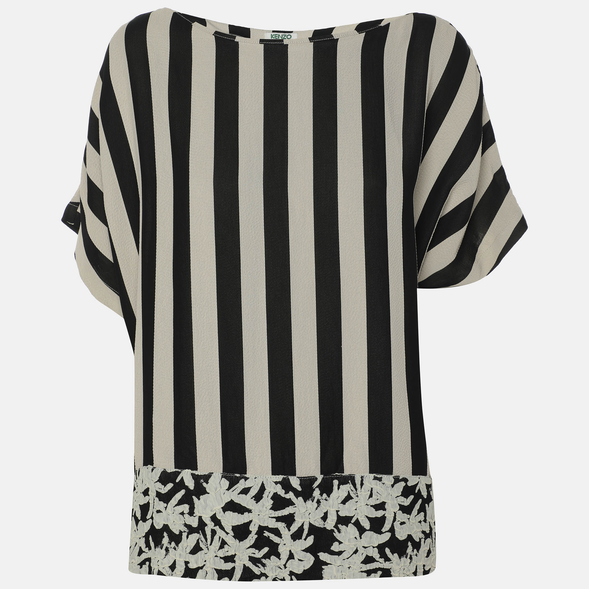 

Kenzo Black/White Strip Crepe Top L