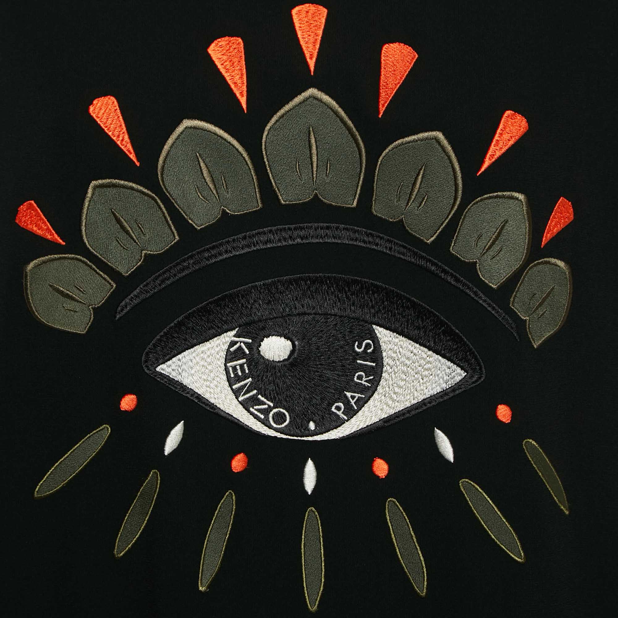Kenzo Black Eye Logo Embroidered Crepe Sweatshirt S 