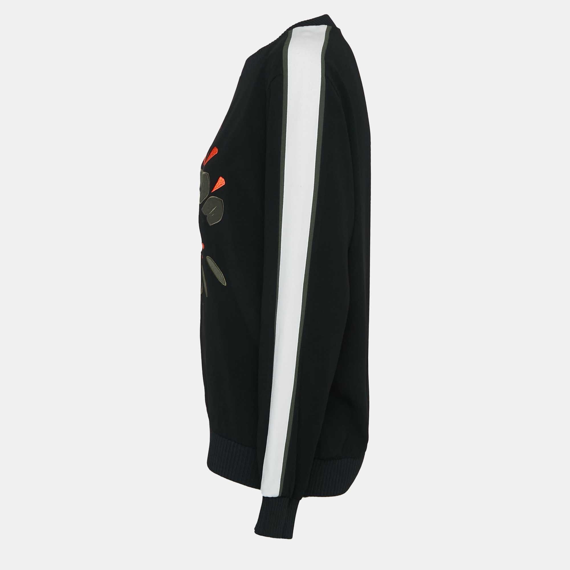 Kenzo Black Eye Logo Embroidered Crepe Sweatshirt S 