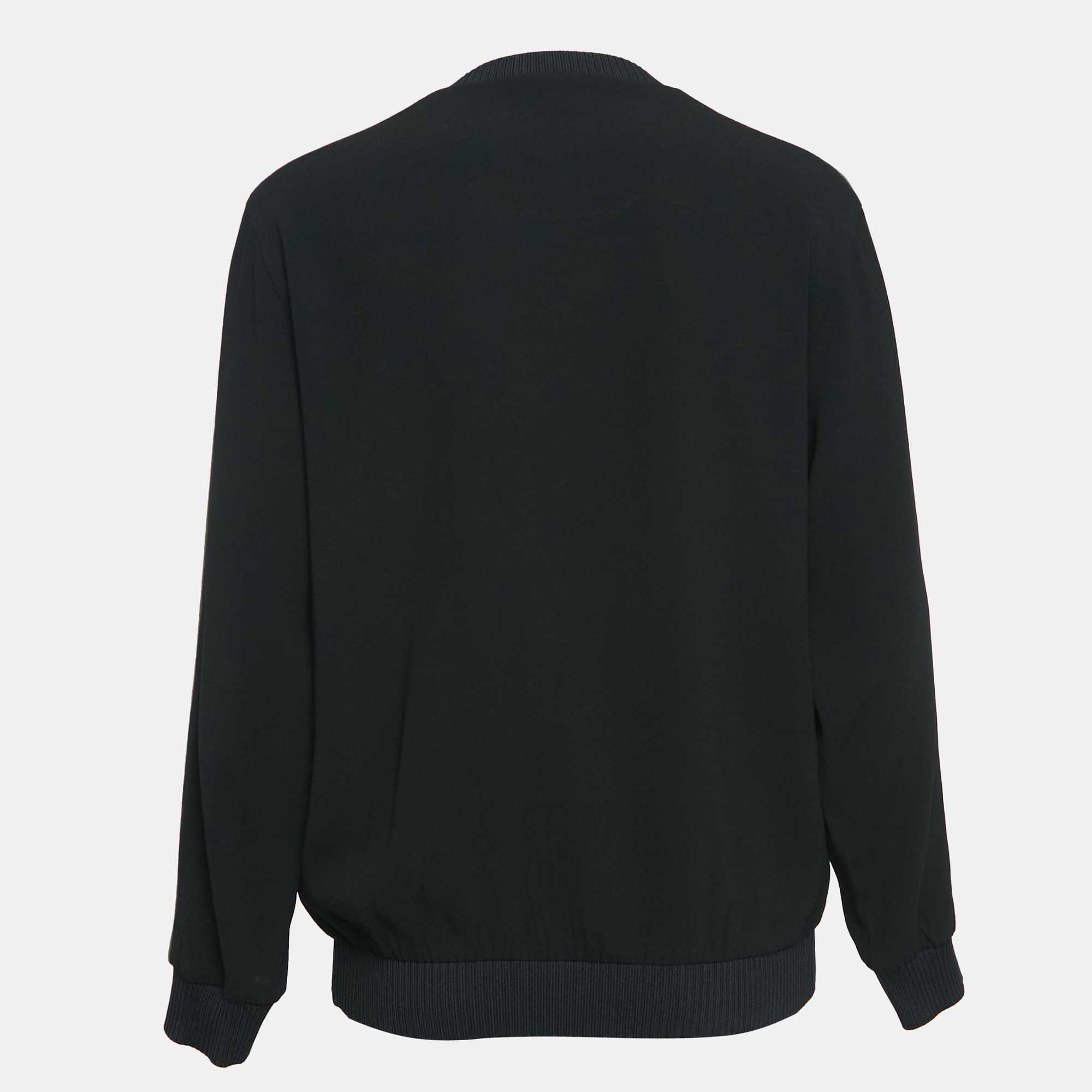 Kenzo Black Eye Logo Embroidered Crepe Sweatshirt S 
